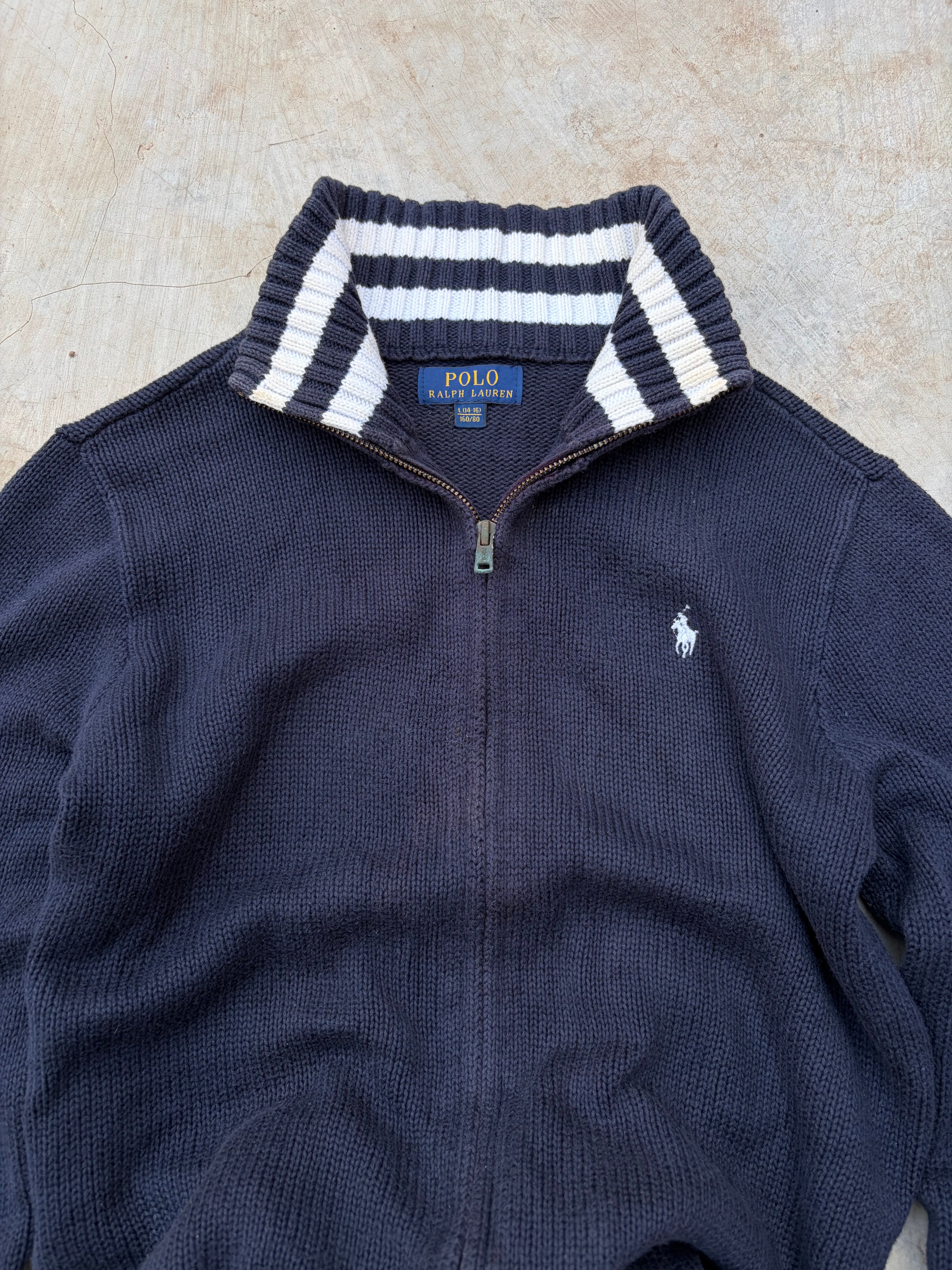 Vintage 00s Polo Ralph Lauren Full-Zip Knit Sweater S