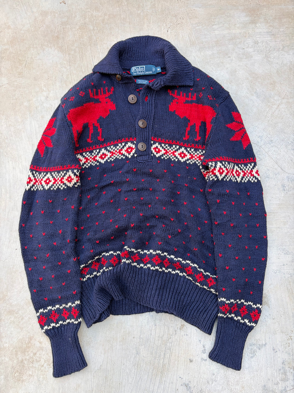 Vintage Polo Ralph Lauren Reindeer Knit Sweater M