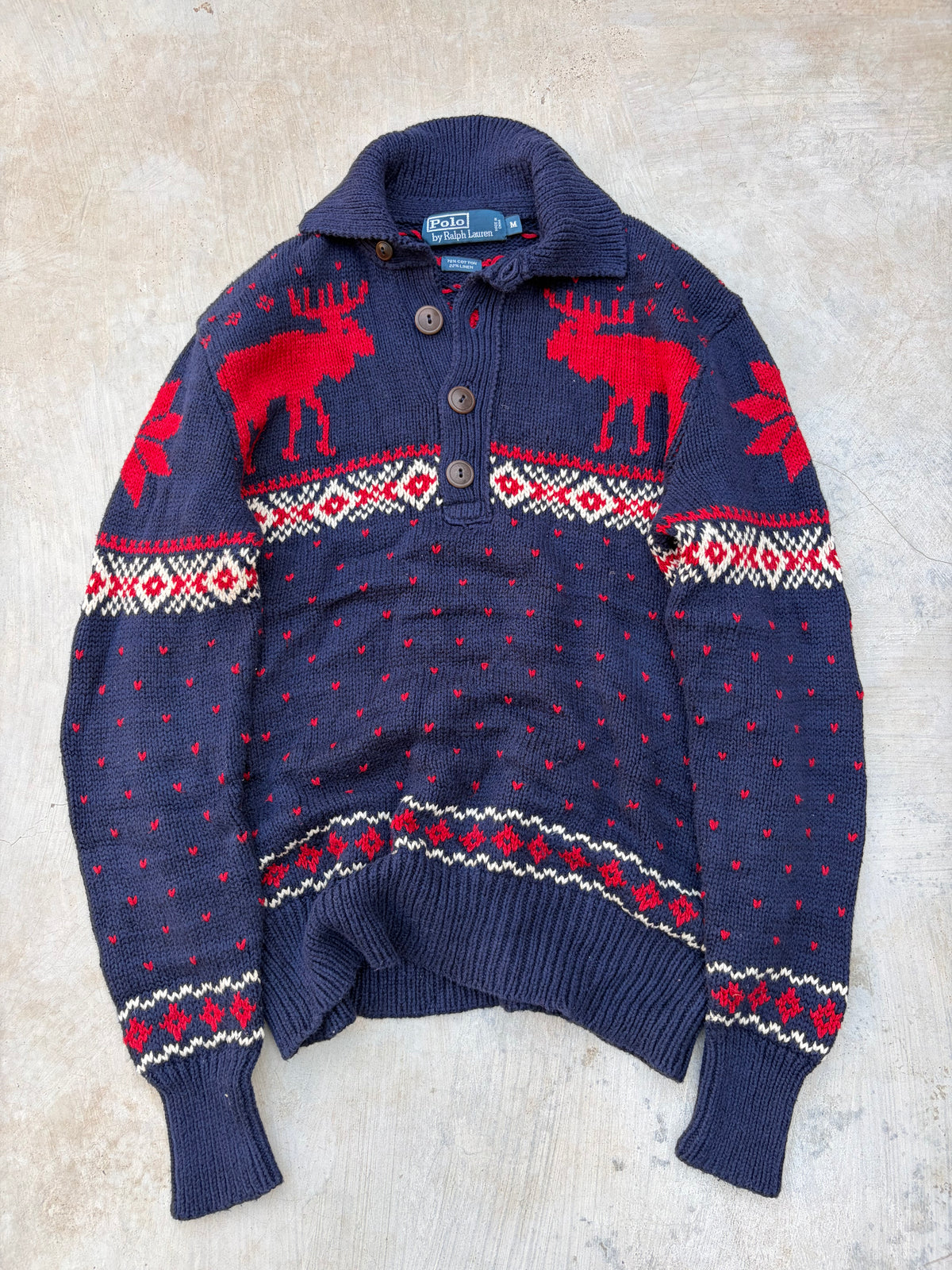 Vintage Polo Ralph Lauren Reindeer Knit Sweater M