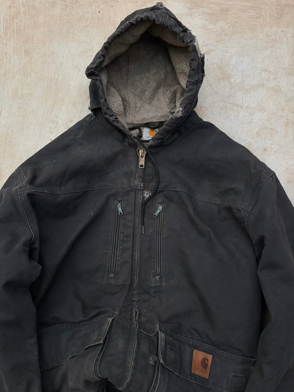 Vintage Distressed & Faded Carhartt Long Coat Jacket C95 XL