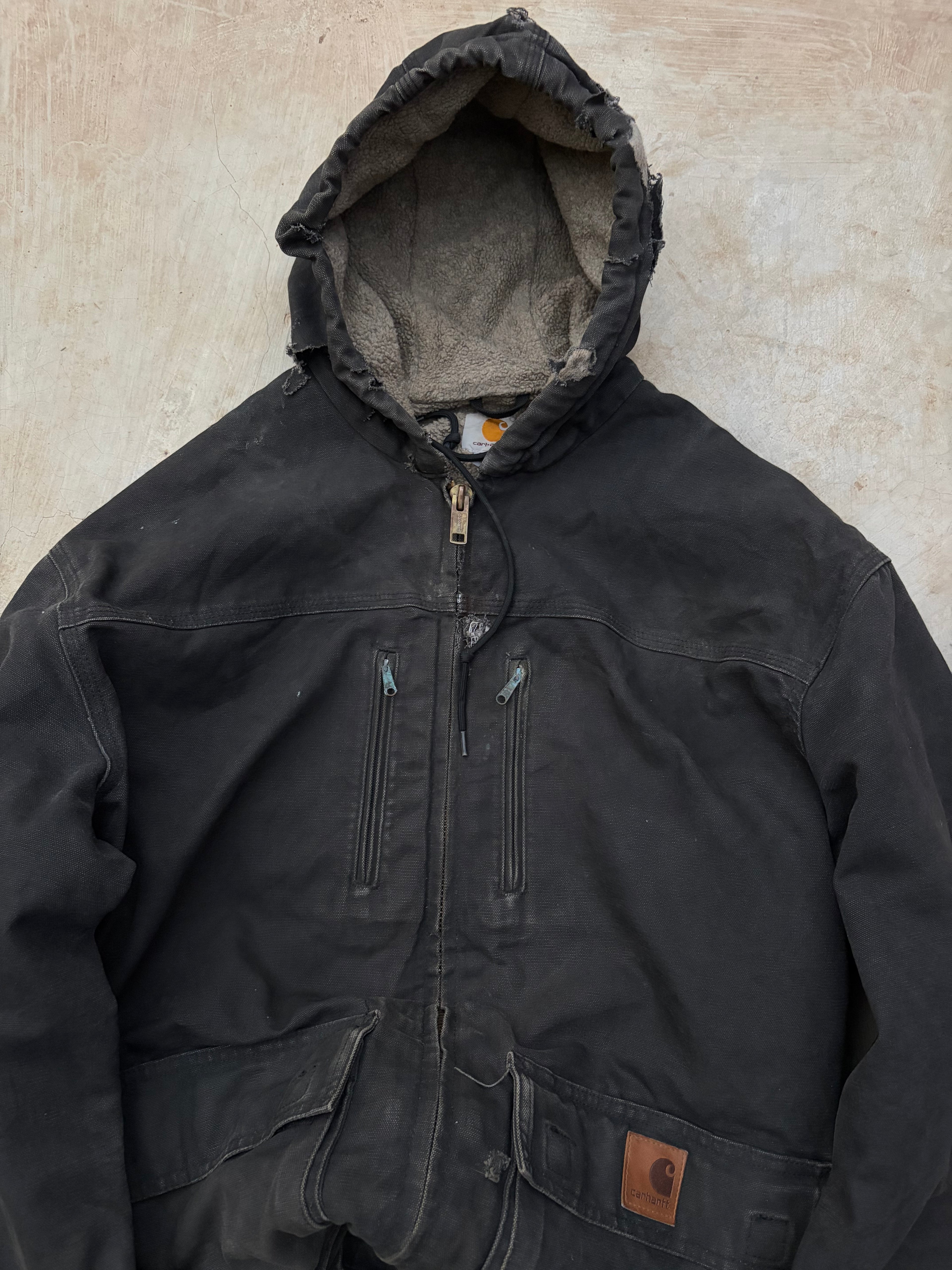 Vintage Distressed & Faded Carhartt Long Coat Jacket C95 XL