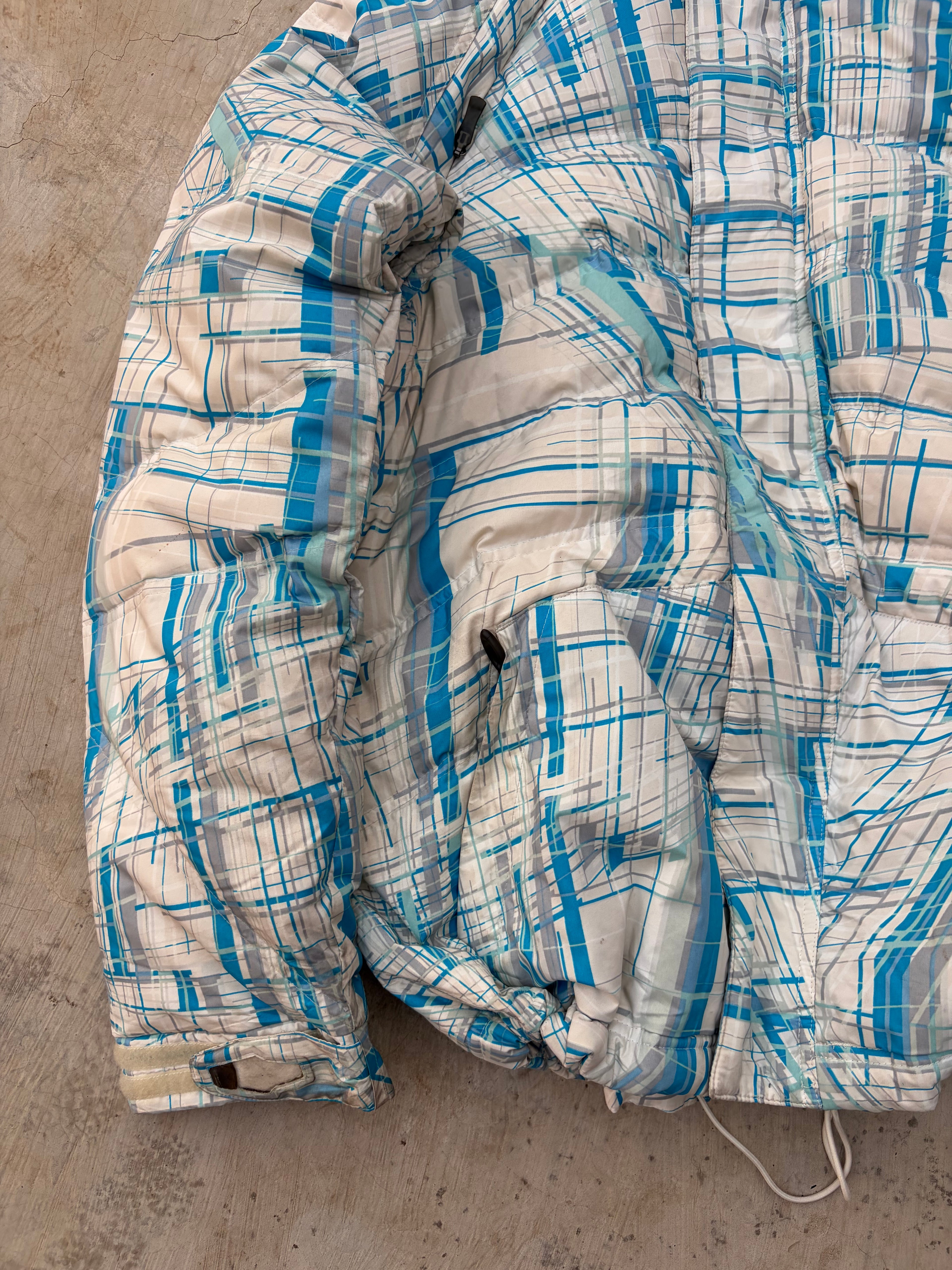 00s Oakley Down Blue Geometric Pattern Magnetic Closure Tech Jacket S/M