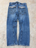 Vintage Levi's Engineered Jeans Buckle Back Distressed Denim Rare 36