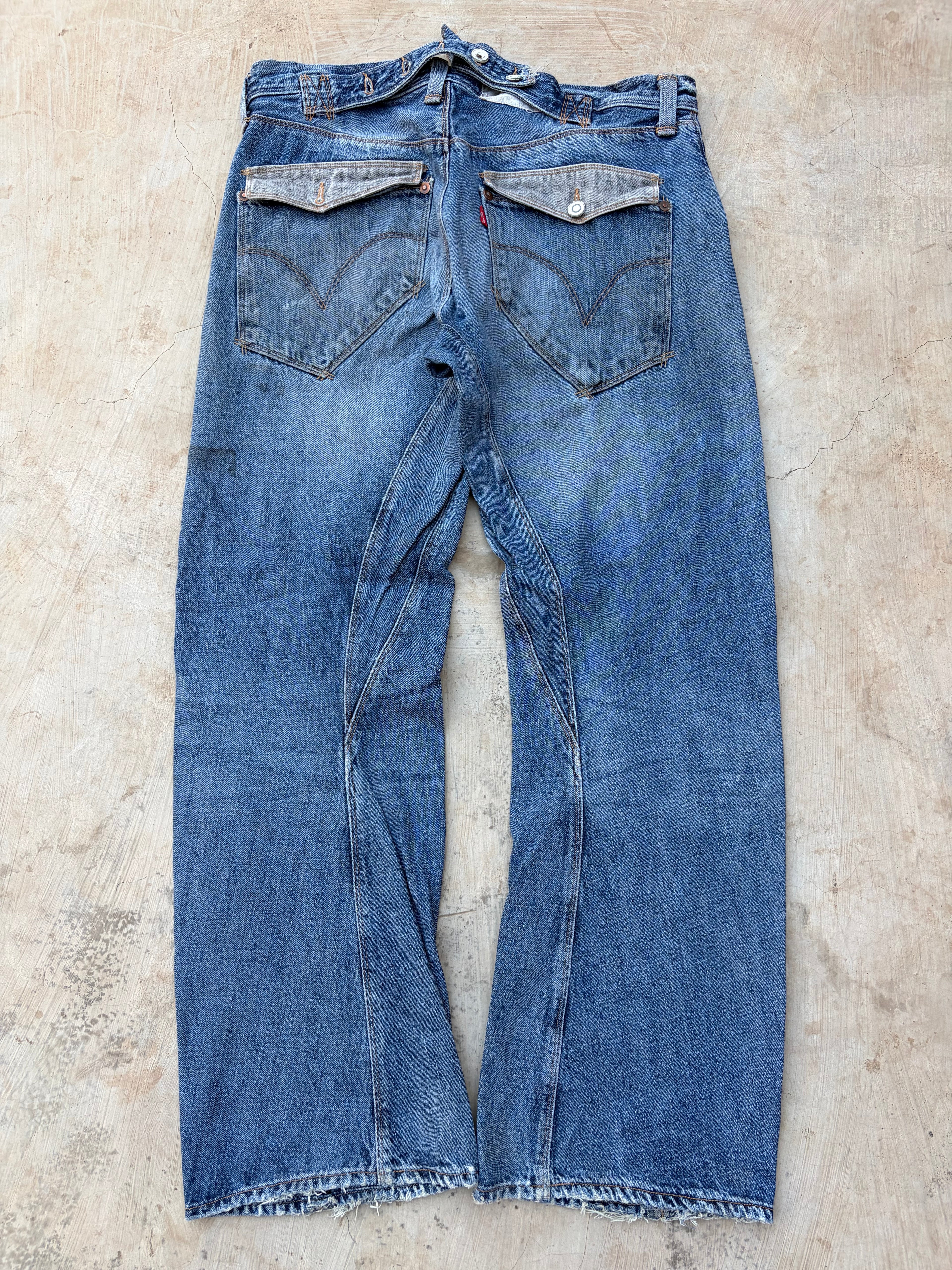 Vintage Levi's Engineered Jeans Buckle Back Distressed Denim Rare 36