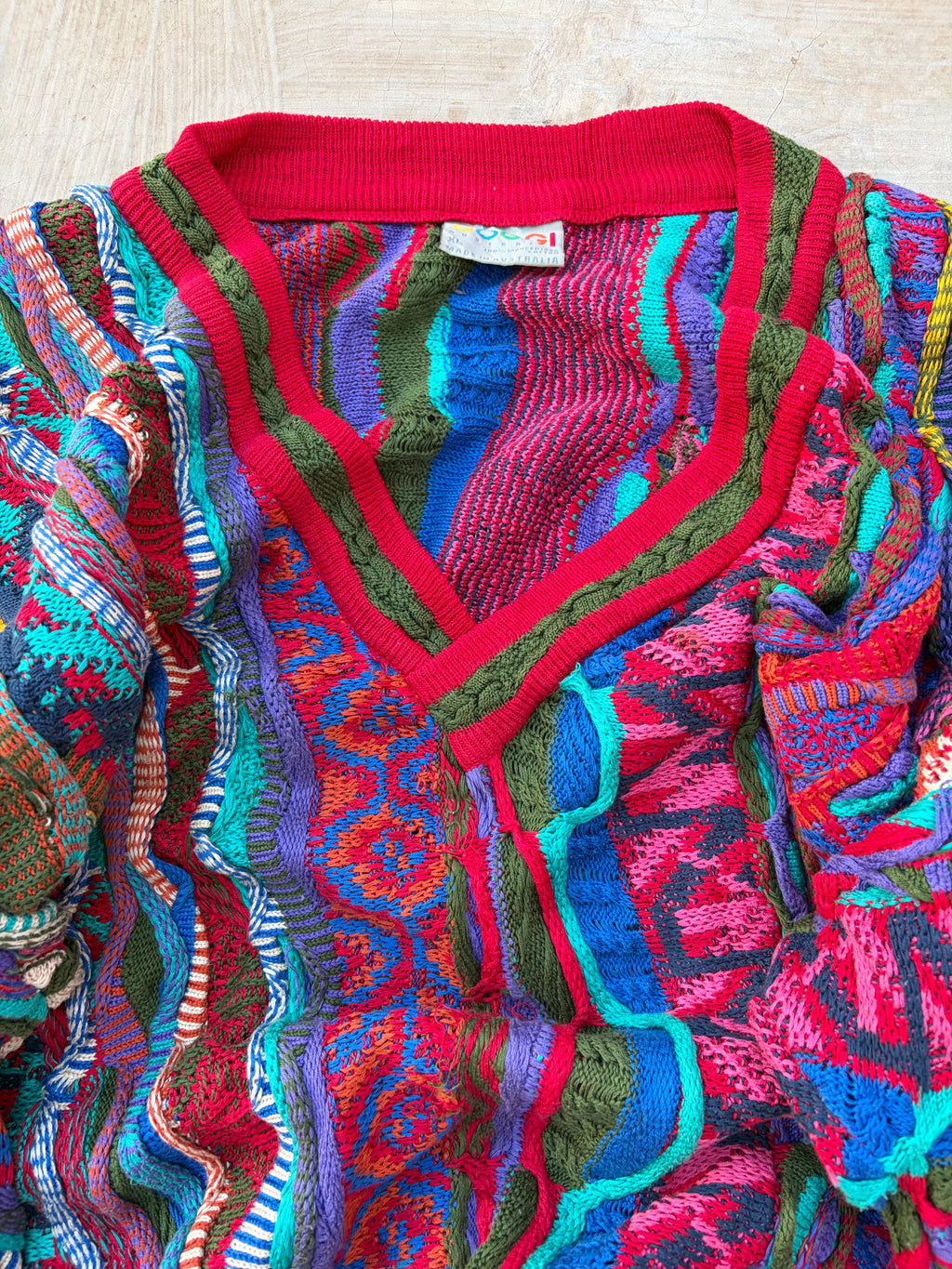 Vintage 90s COOGI Australia 3D Mercerised Cotton Knit Cardigan Size XL