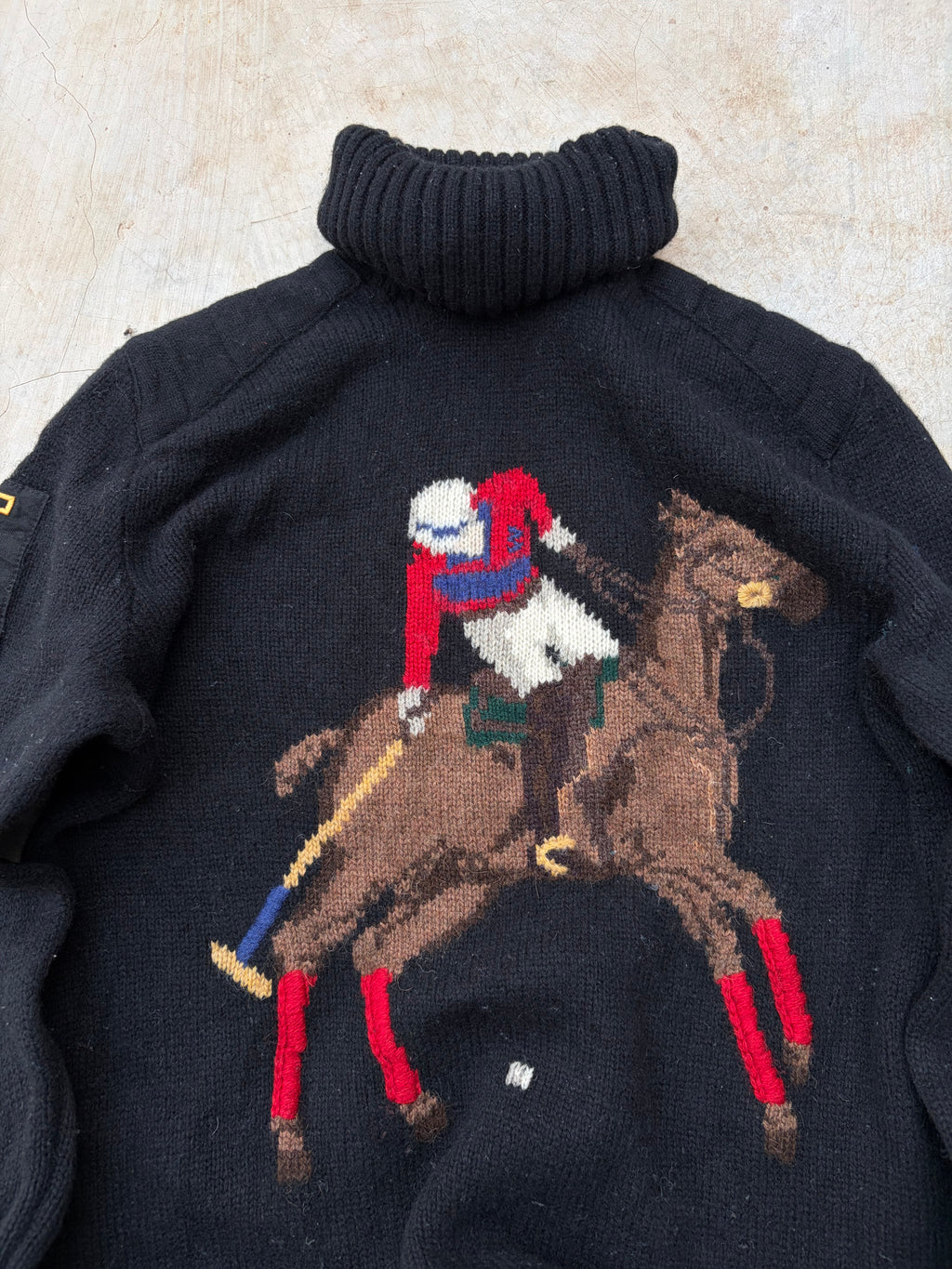 Vintage 00s Polo Ralph Lauren Equestrian Stampede Turtleneck Sweater M
