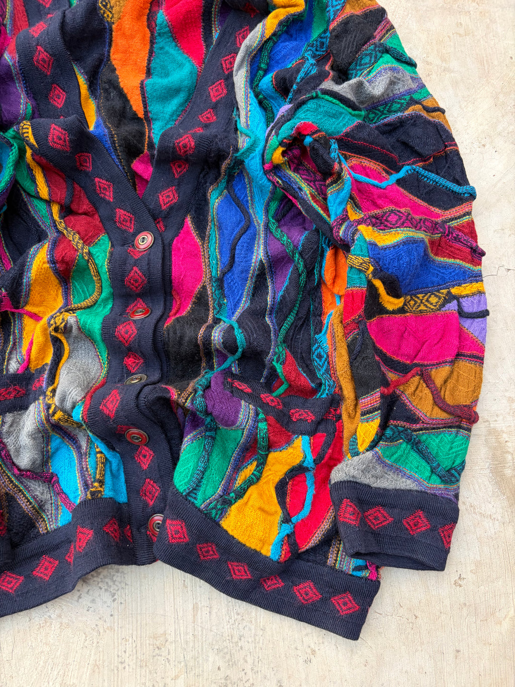 Vintage 90s Coogi Australia 3D Knit Pure New Wool Cardigan Sweater L