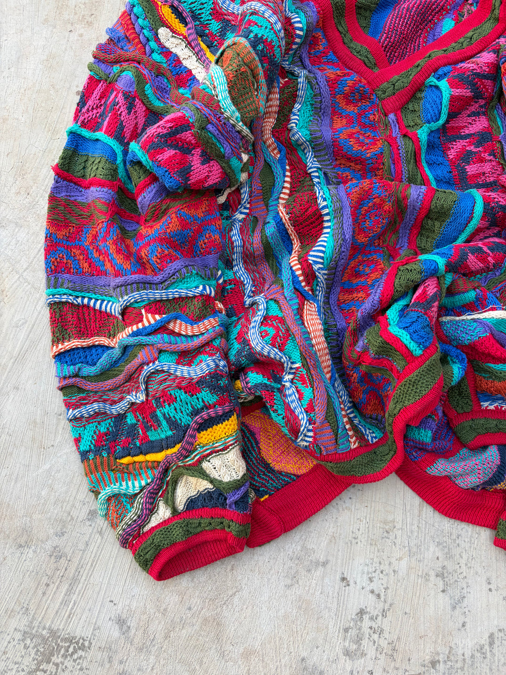 Vintage 90s COOGI Australia 3D Mercerised Cotton Knit Cardigan Size XL