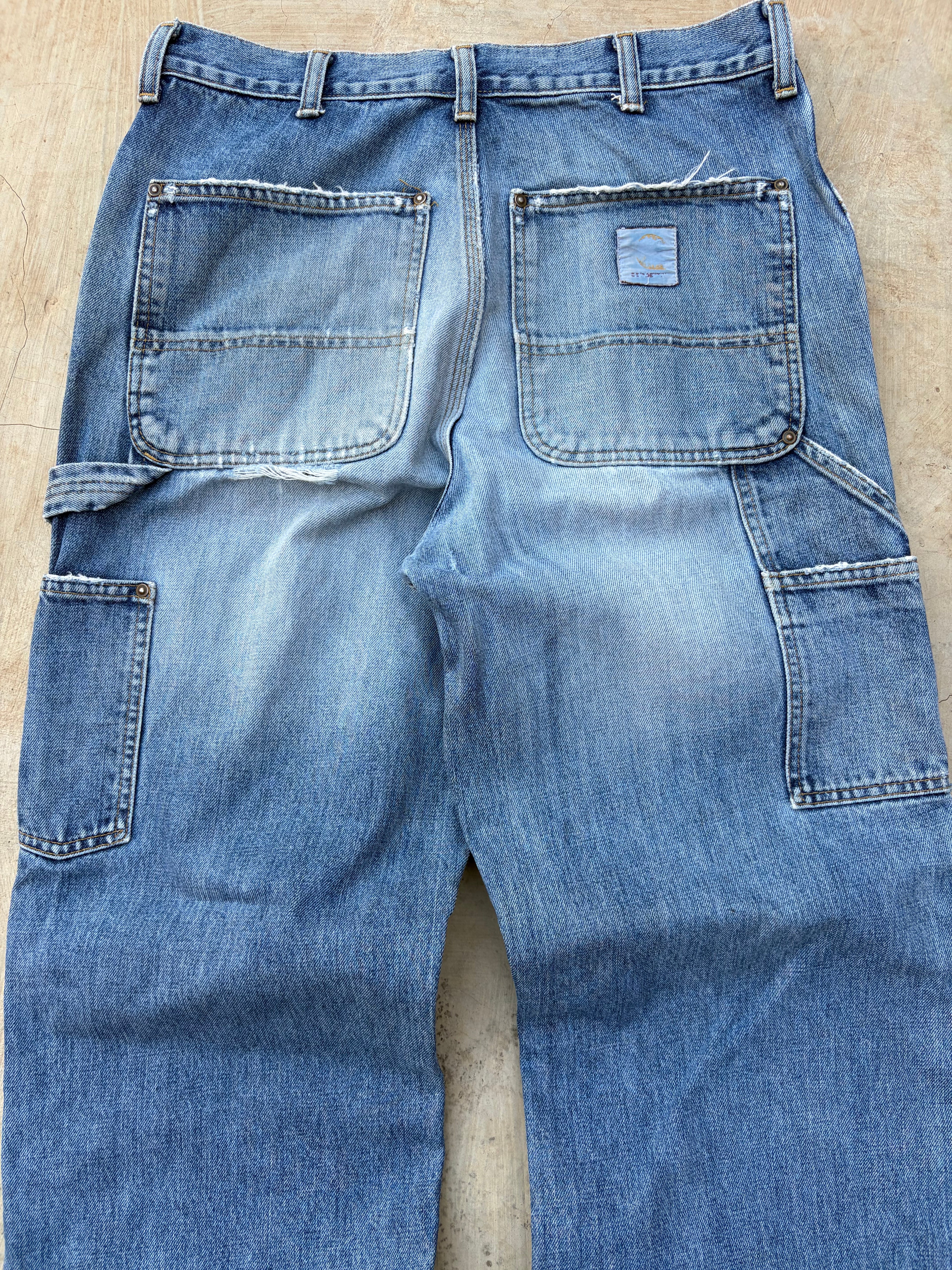 Vintage Carhartt Double Knee Carpenter Jeans Distressed Workwear Rare 32