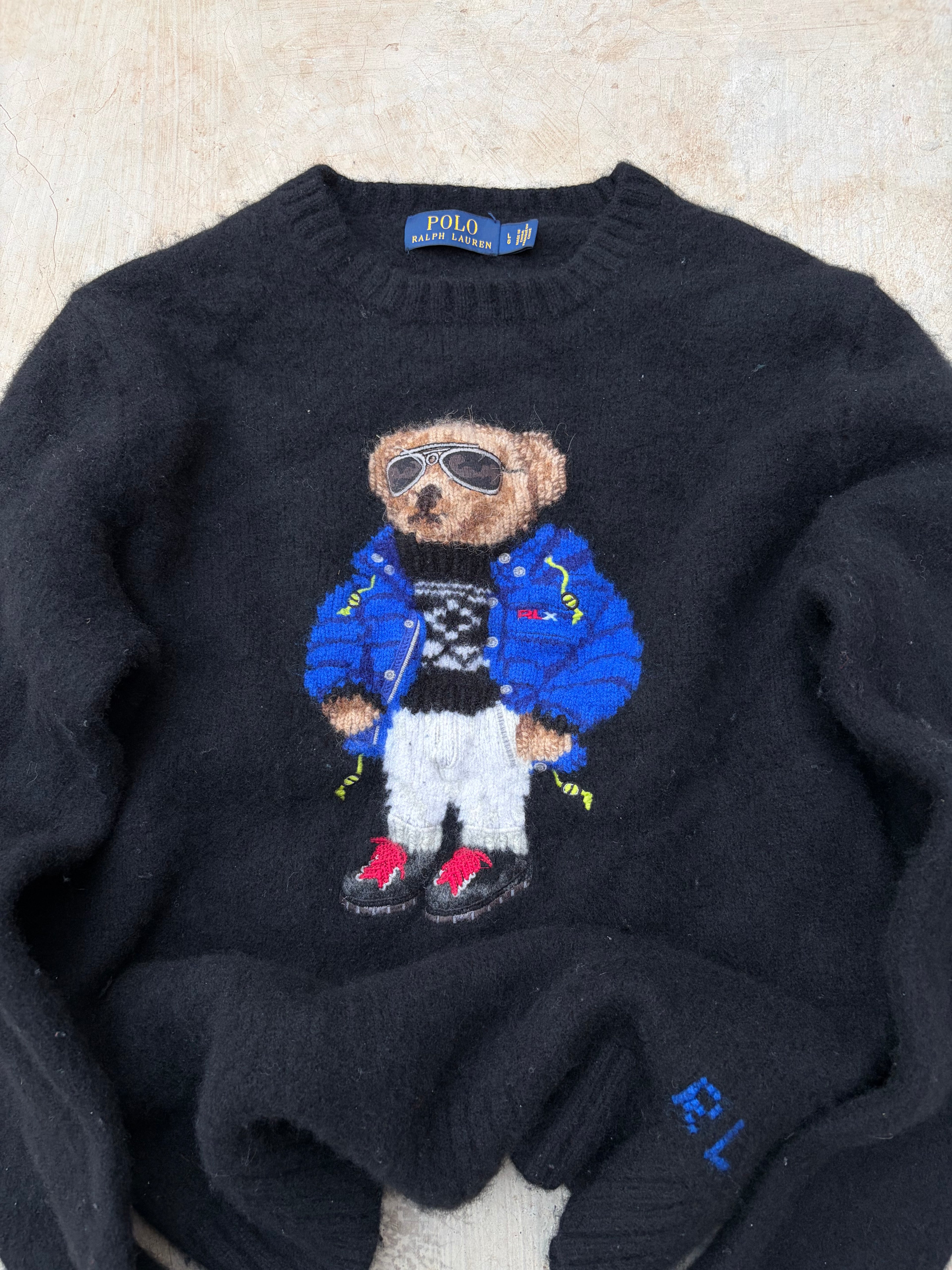 Vintage 00s Polo Ralph Lauren Ski-Bear Knit Sweater M