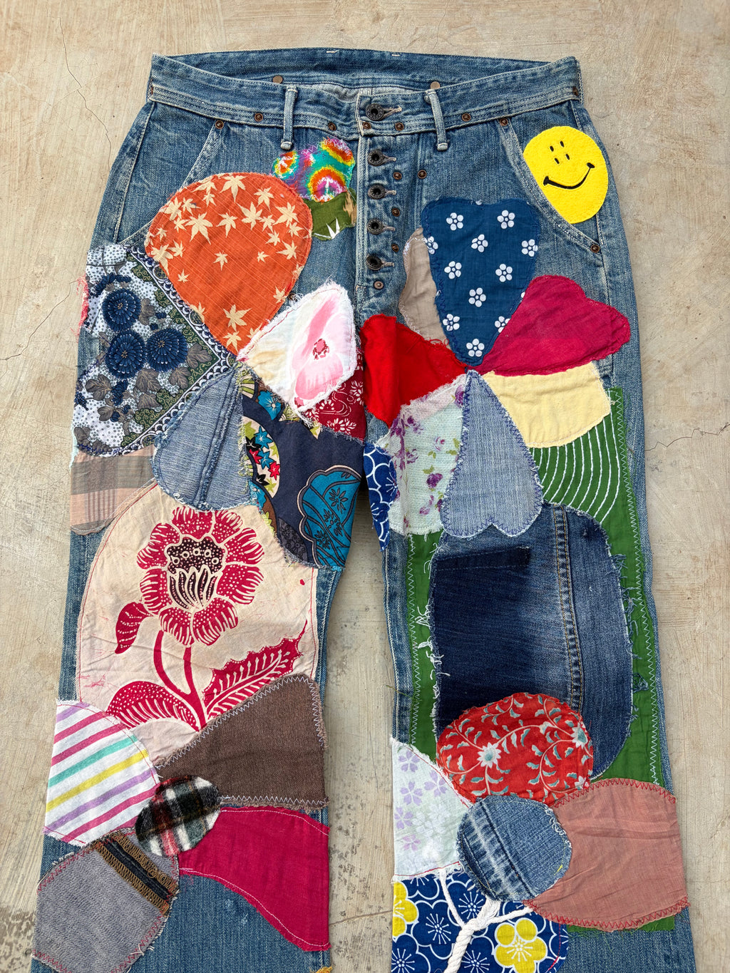 Archive 00s Kapital Kiro Hirata Patchwork Boro Flared Denim Jeans 32