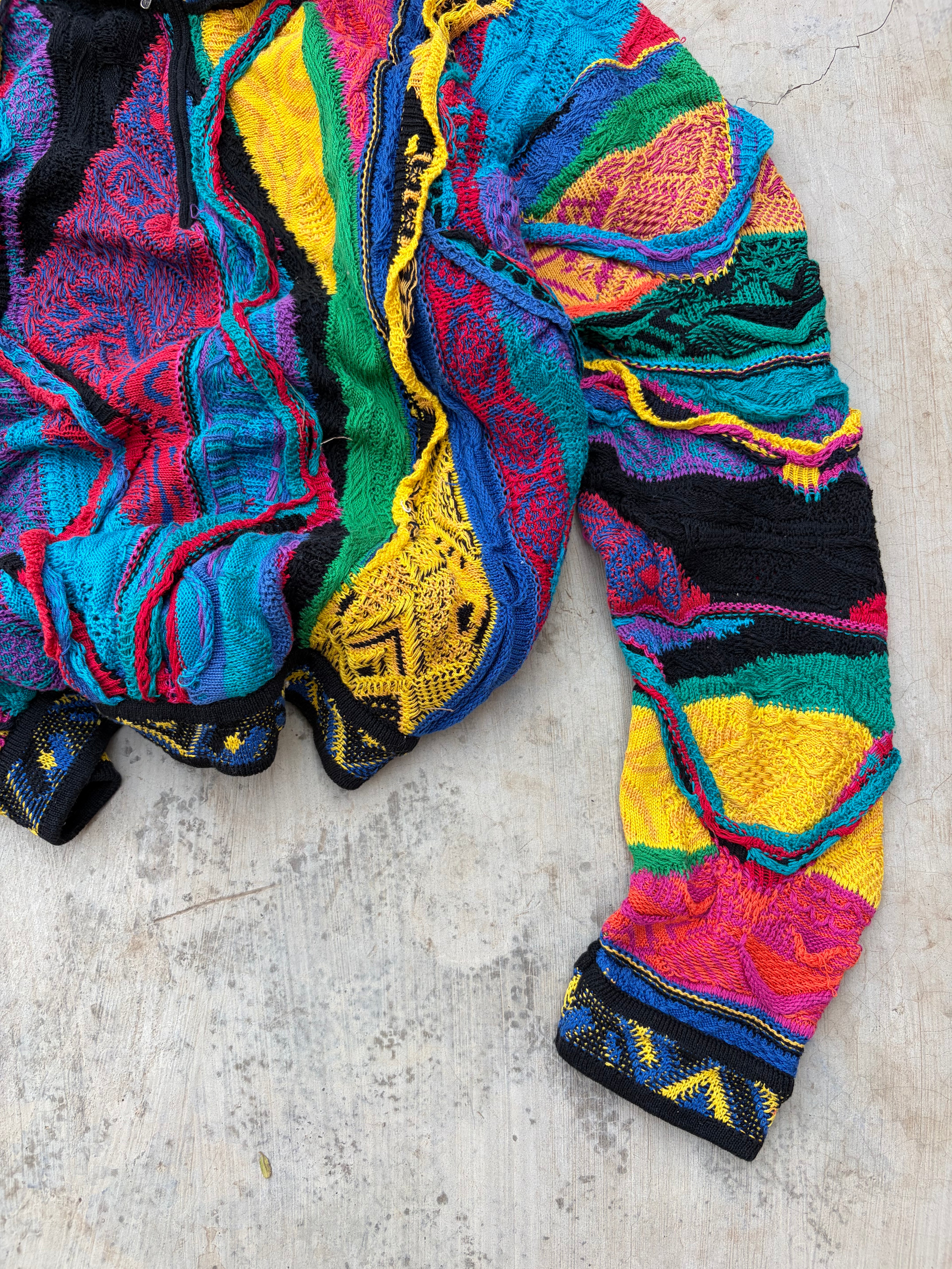 Vintage 90s Coogi 3D Knit Quarter Zip Sweater M/L