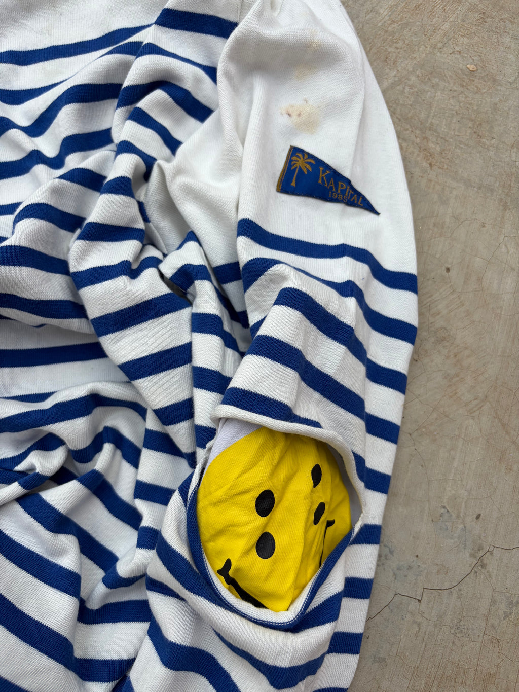 Vintage Kapital Border Smile Long Sleeve Tee L