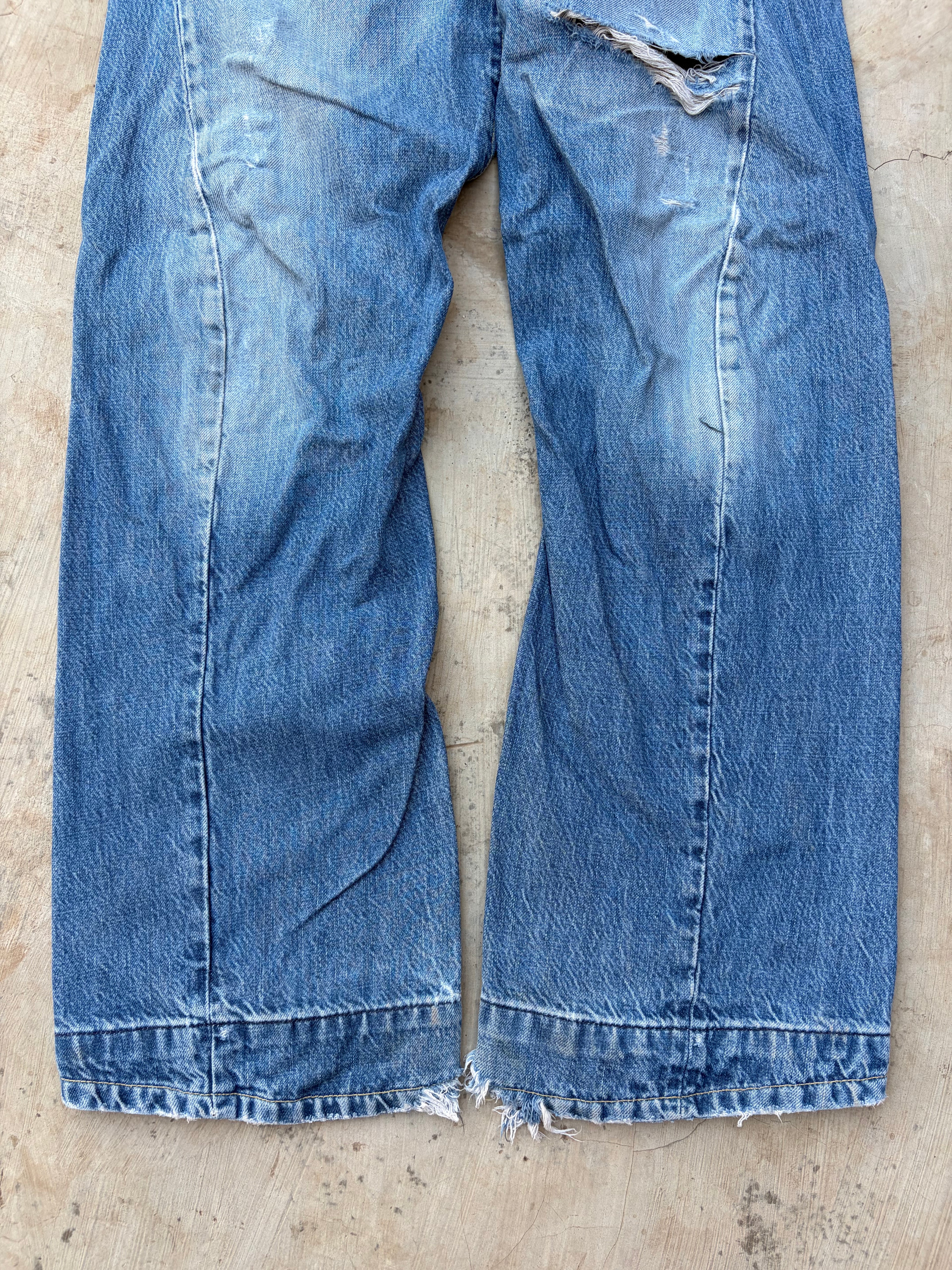 Vintage Levi's Buckle Back Jeans Distressed Light Wash Rare 32