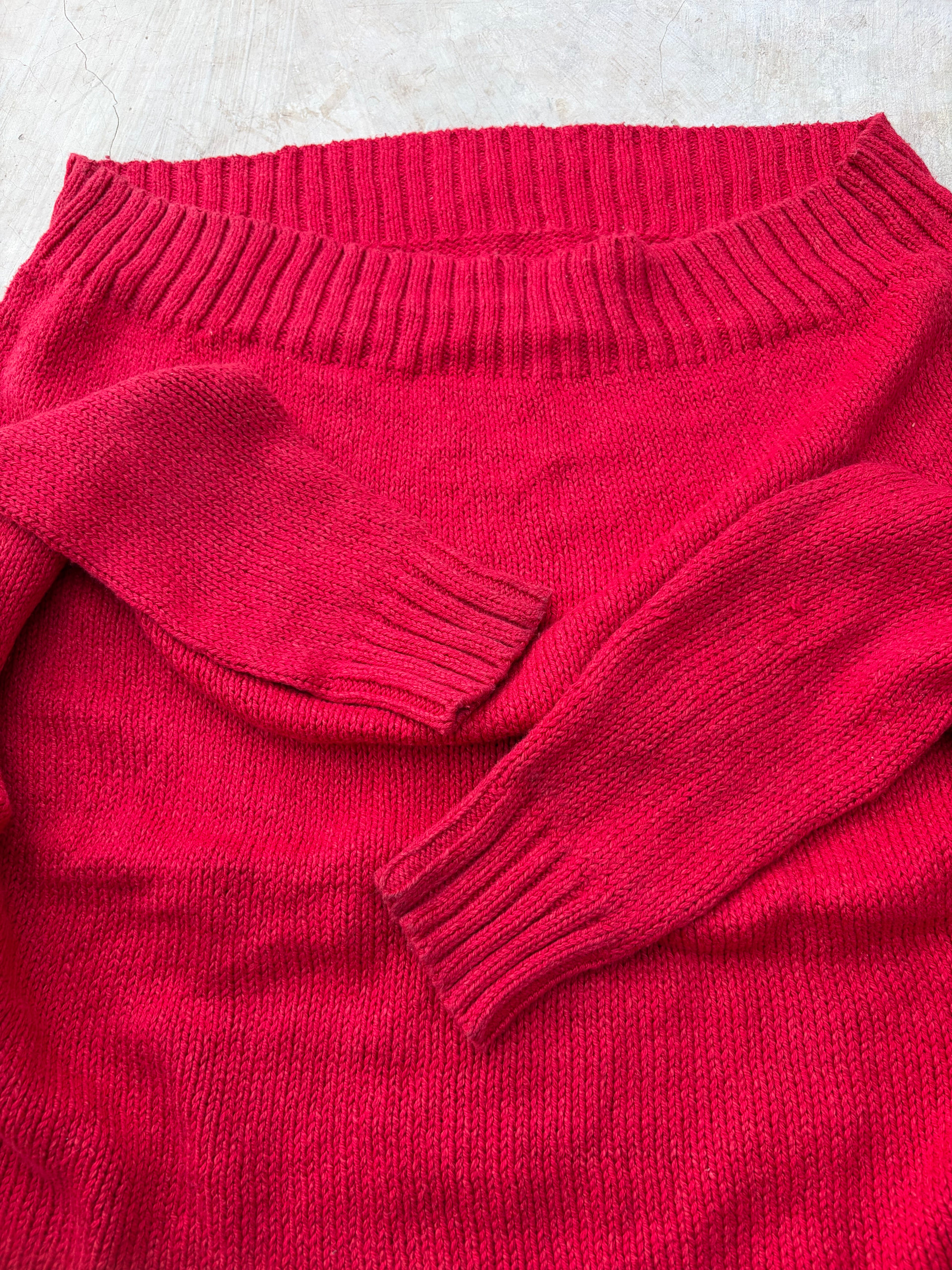 Vintage Polo Ralph Lauren Bear Knit Sweater Red Cotton L