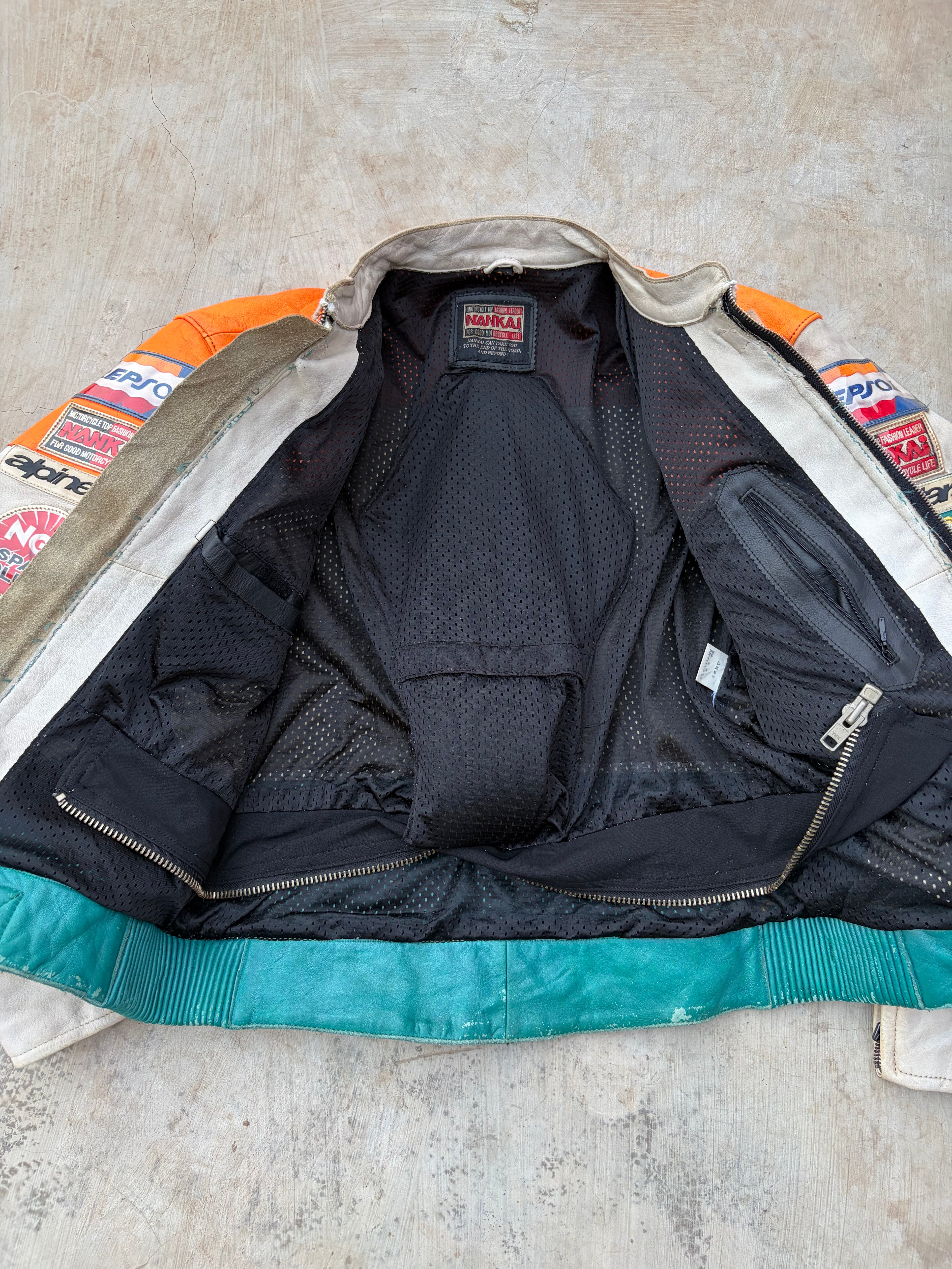 Vintage 00s Honda Repsol Racing Leather Jacket Nankai Moto GP Style M
