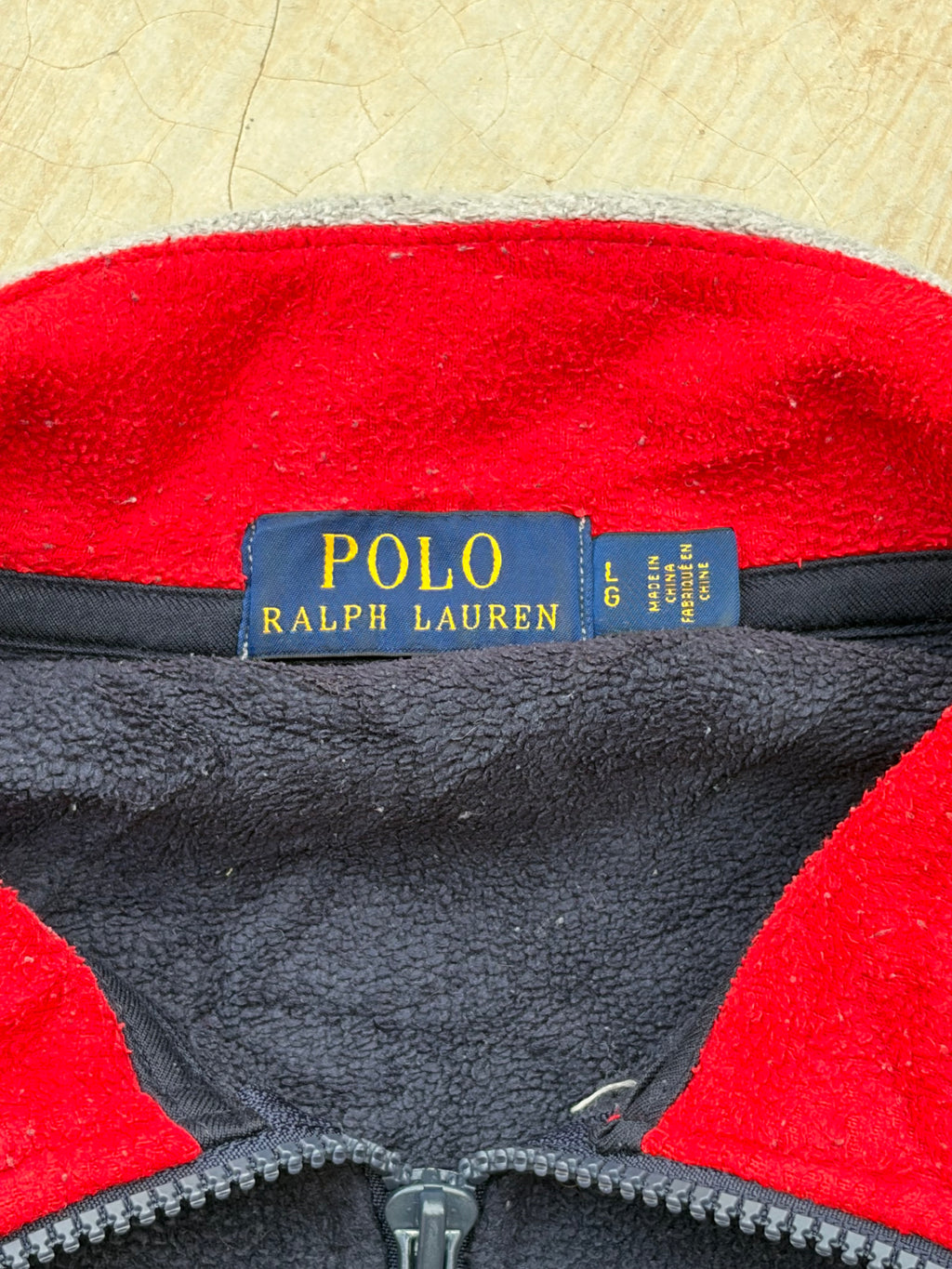 Vintage 90s Polo Ralph Lauren SpellOut Quarter zip Fleece L