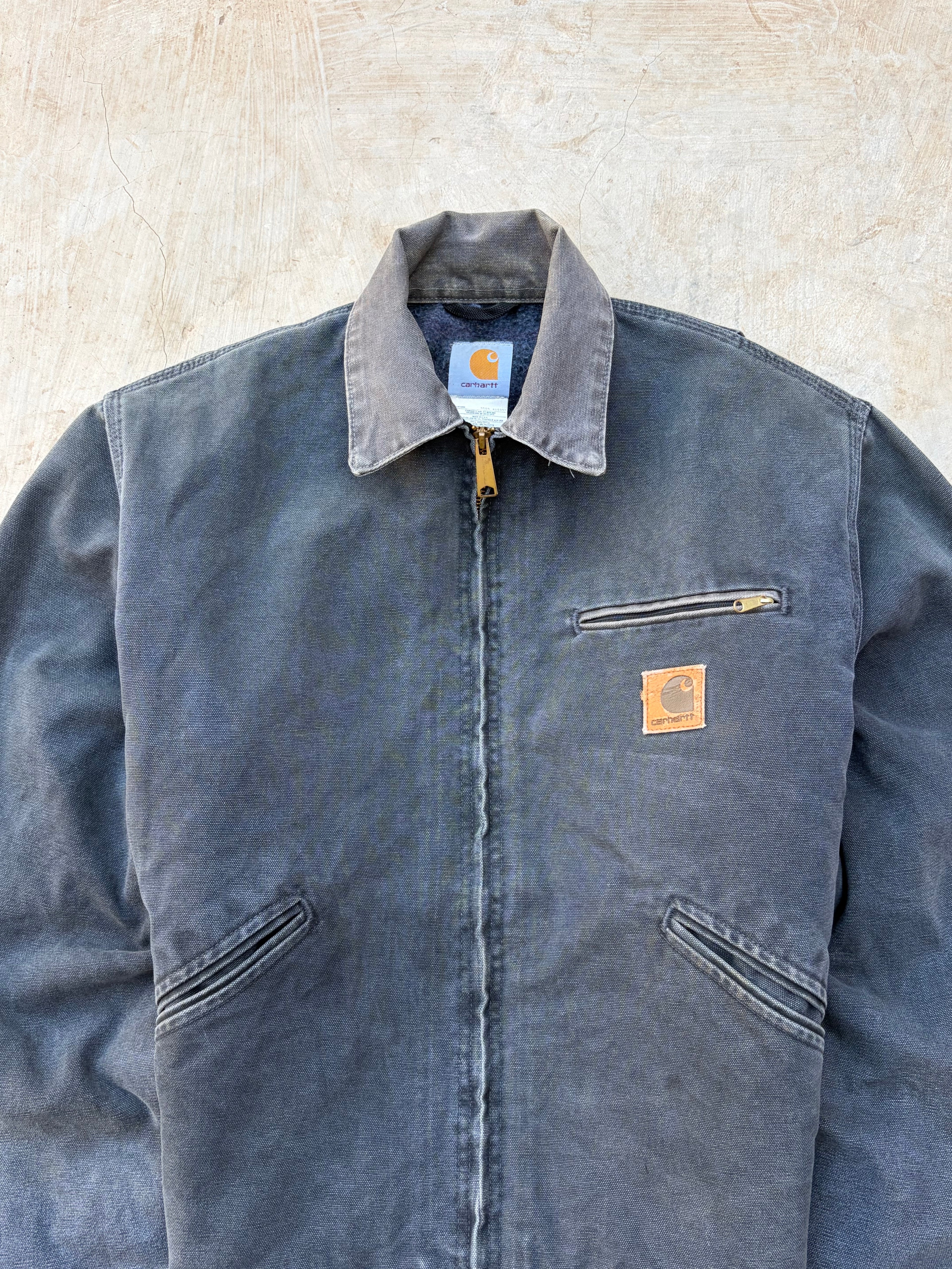 Vintage 90s Carhartt J97 PTL Detroit Jacket Black Fade Tan Collar USA Made Blanket Lined M