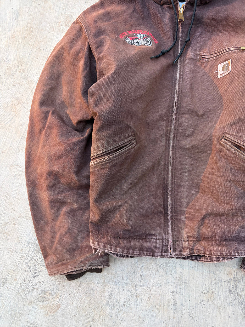 Vintage 00s Carhartt J141 DKD Active Jacket Brown Distressed USA Workwear L