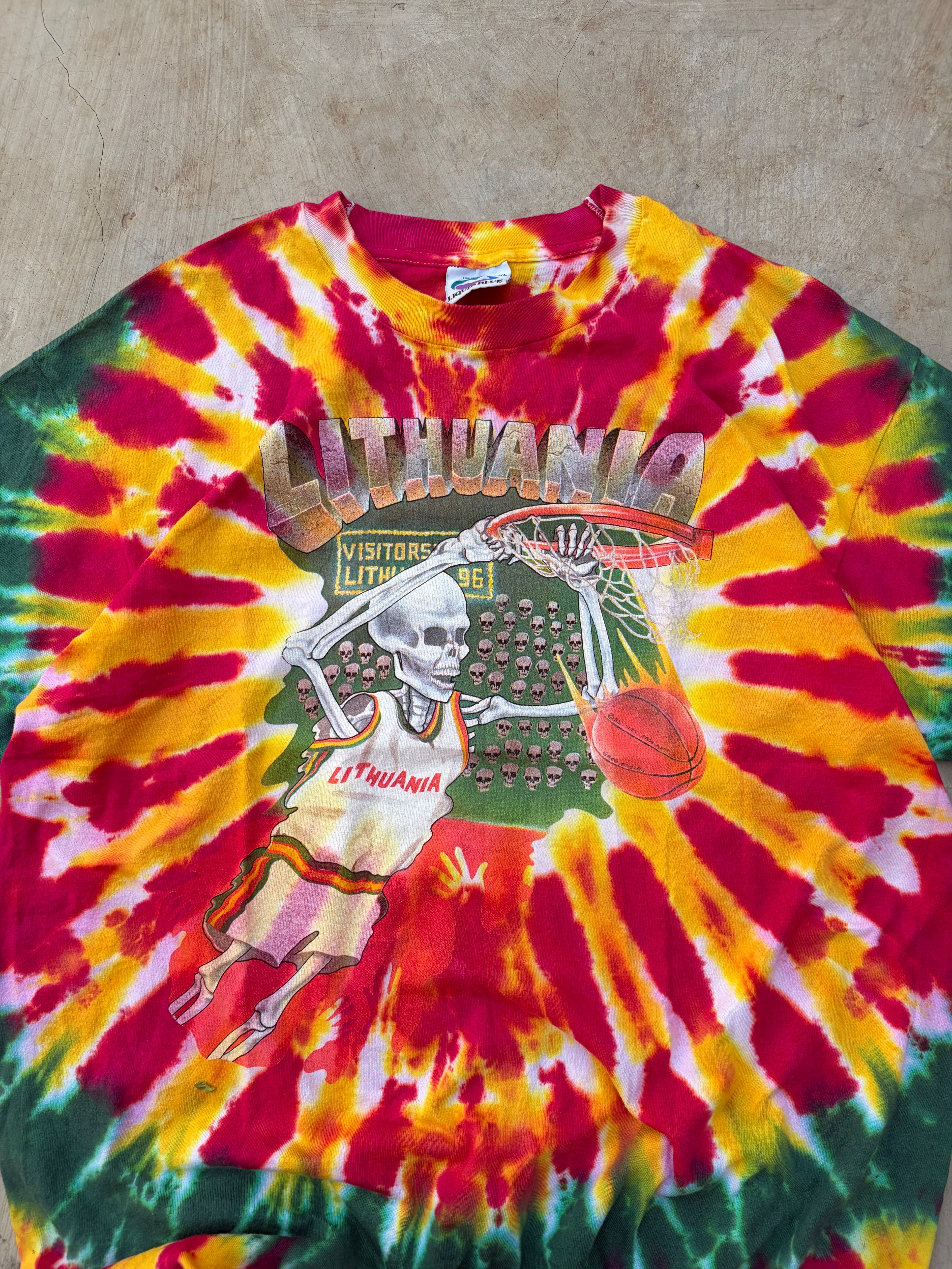 Vintage 1992 Lithuania Olympic Basketball Grateful Dead Tie-Dye Tshirt XL