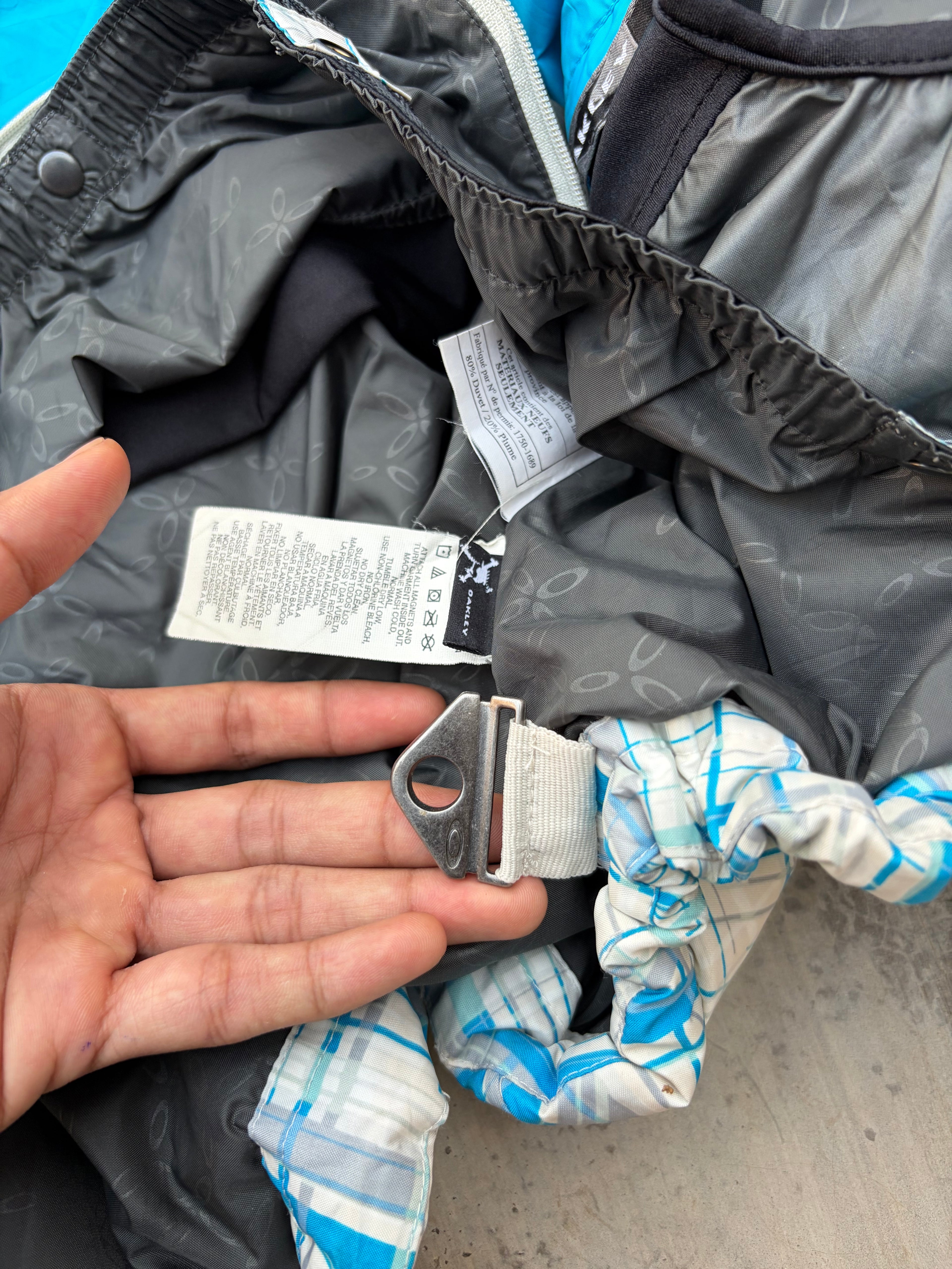 00s Oakley Down Blue Geometric Pattern Magnetic Closure Tech Jacket S/M