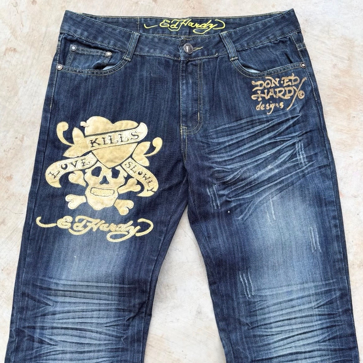 Vintage Edhardy Bootcut Y2K Skull Pant 34