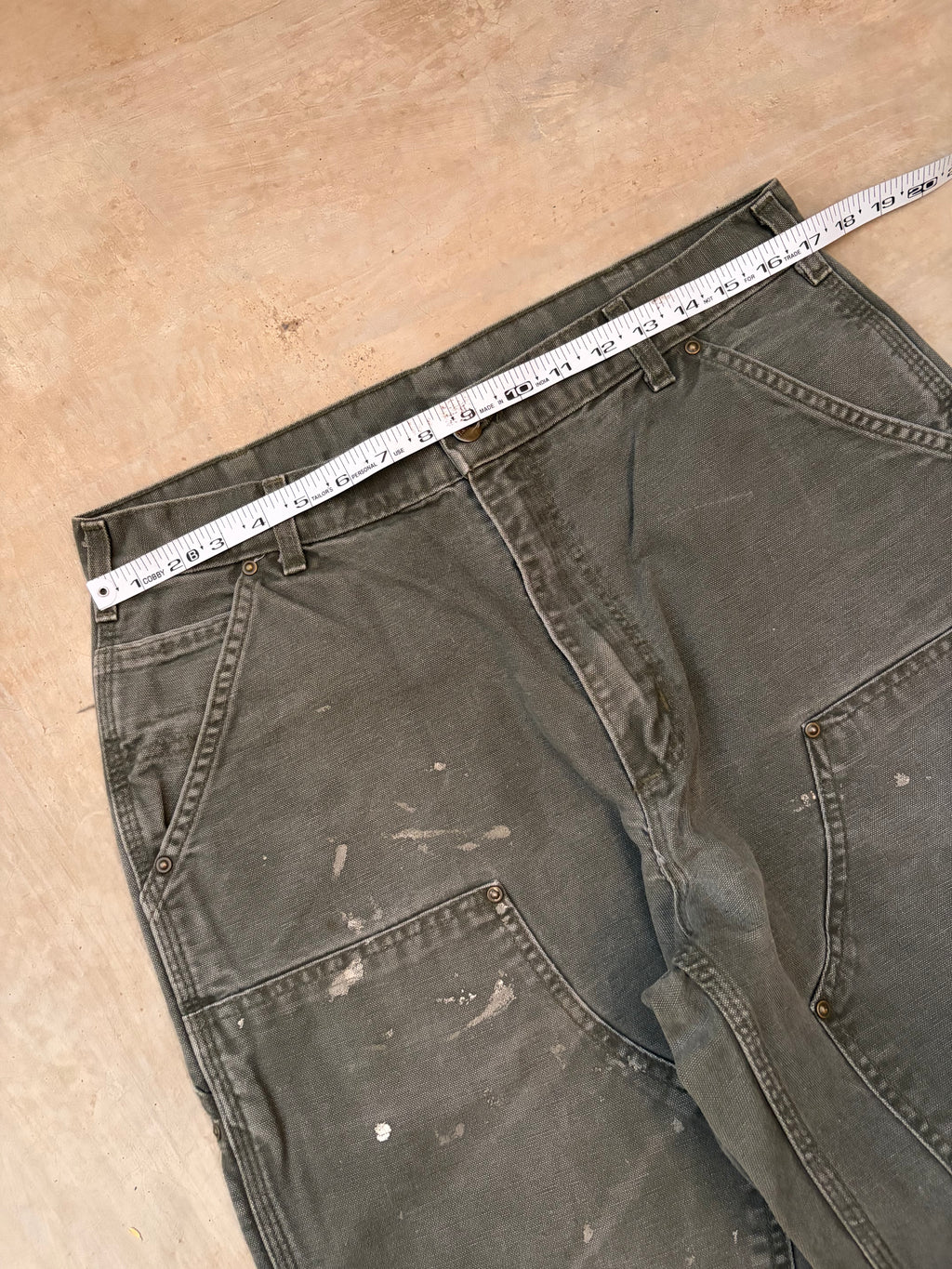 Vintage Painted & Faded Carhartt Double Knee Mos 34