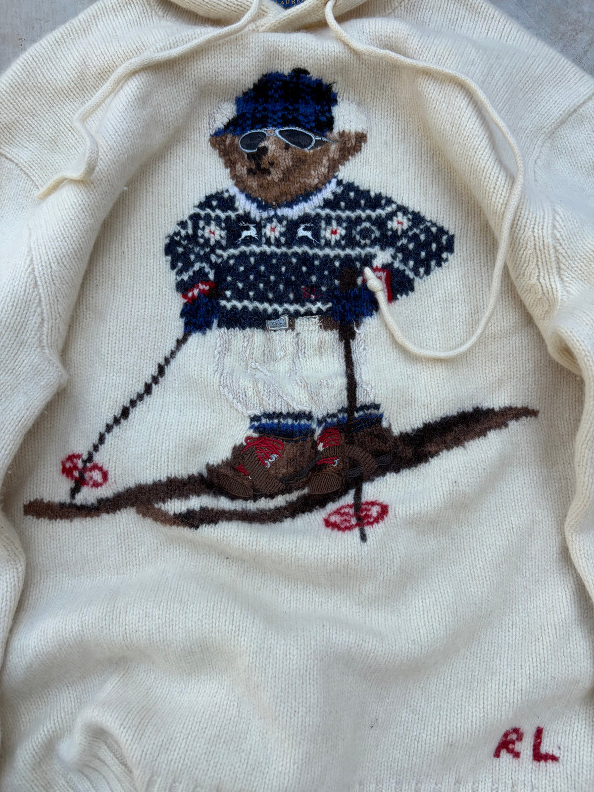 Vintage Polo Ralph Lauren Polo Bear Skiing Knit Sweater S/M
