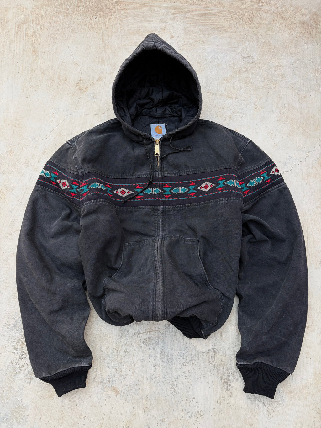 Vintage 90s Carhartt Aztec Active Jacket J78 BLK L