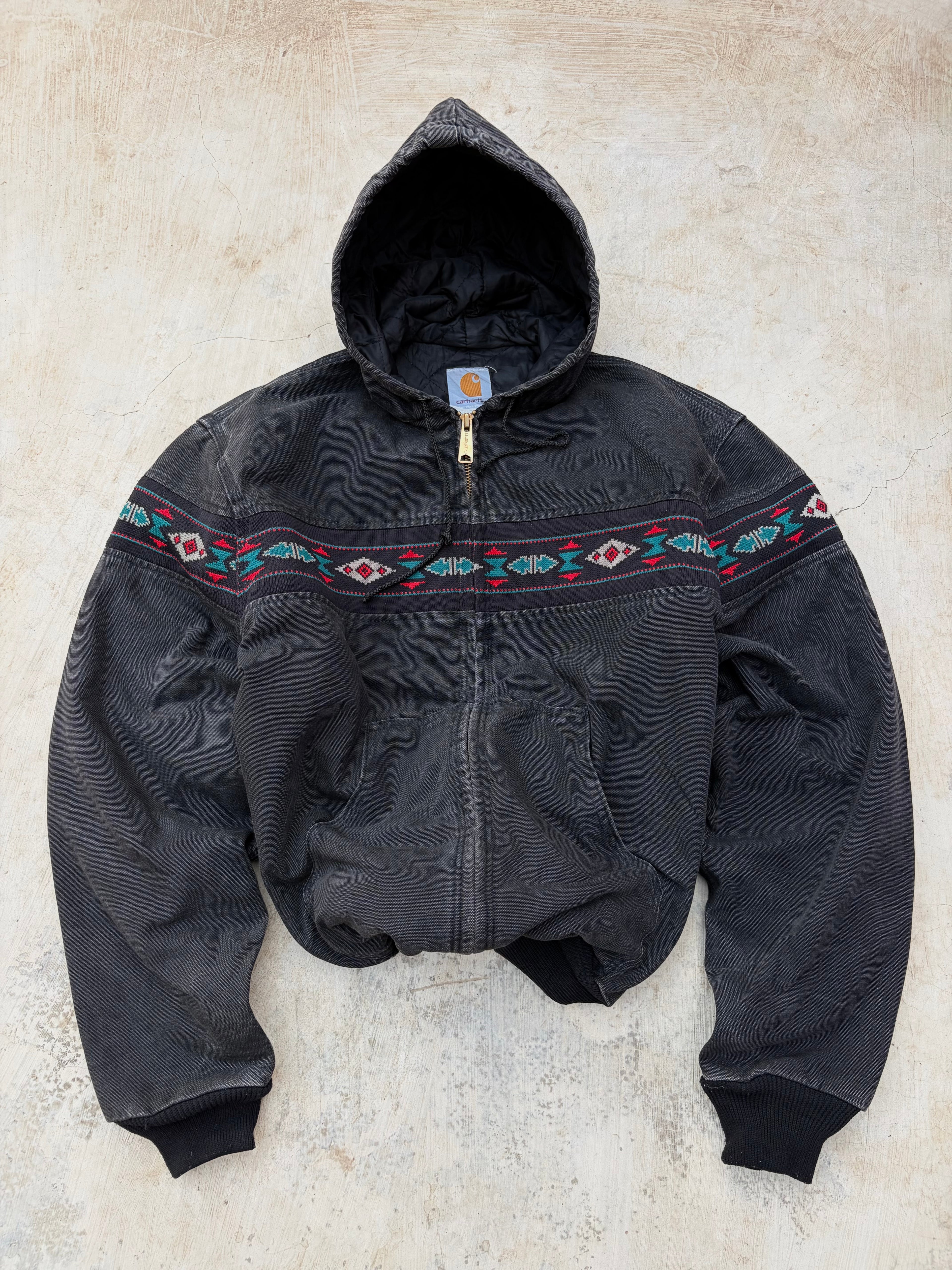 Vintage 90s Carhartt Aztec Active Jacket J78 BLK L