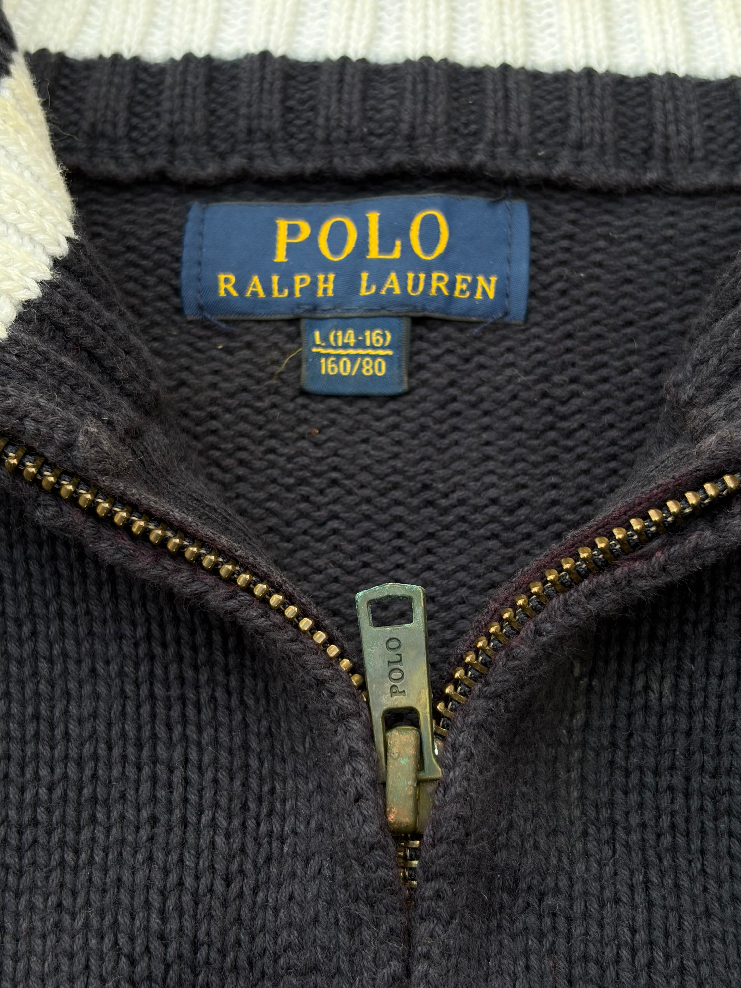 Vintage 00s Polo Ralph Lauren Full-Zip Knit Sweater S