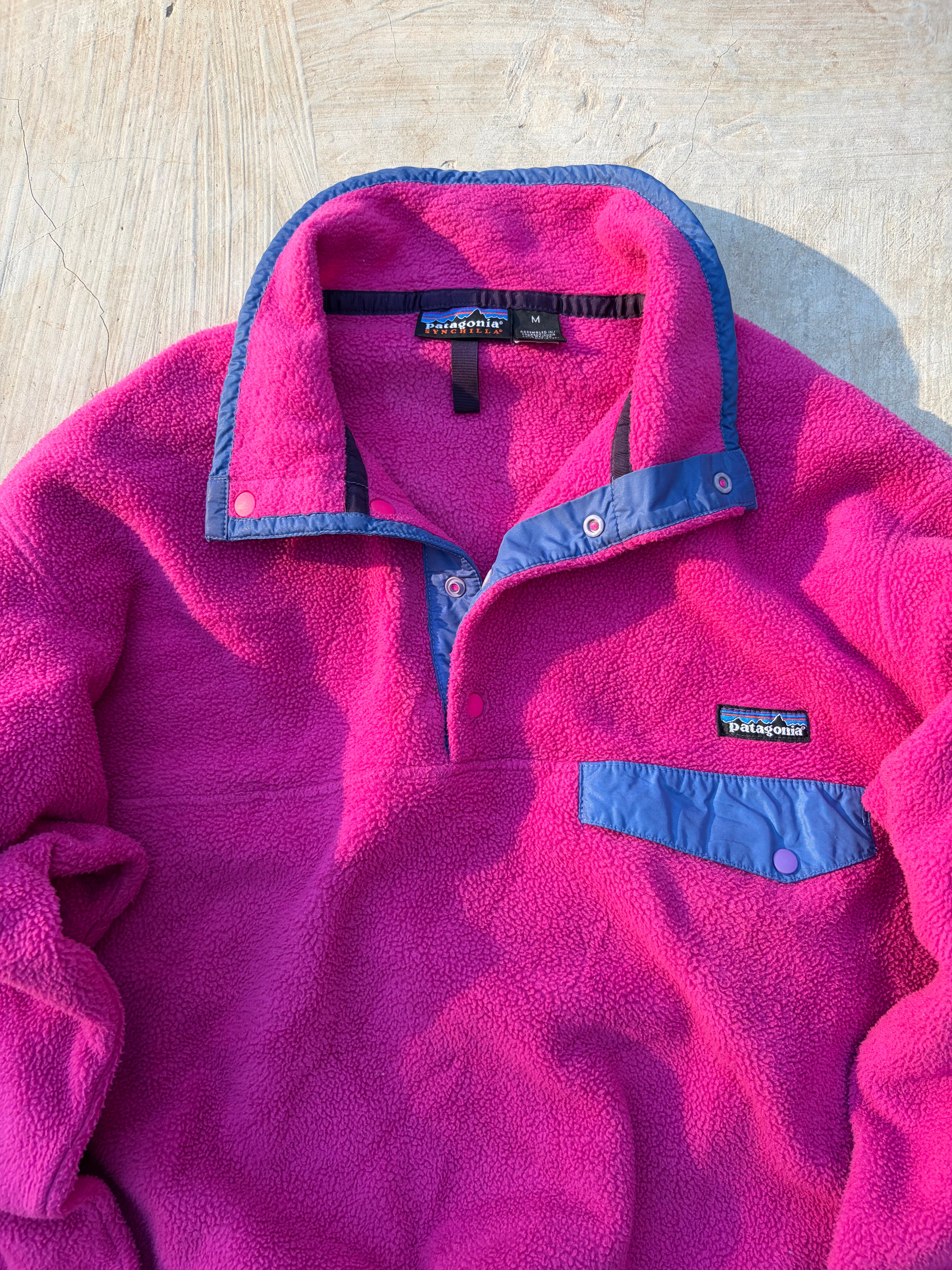 Patagonia Snap T Fleece Pullover Made In Mexico Pink Vintage Rare Color M/L