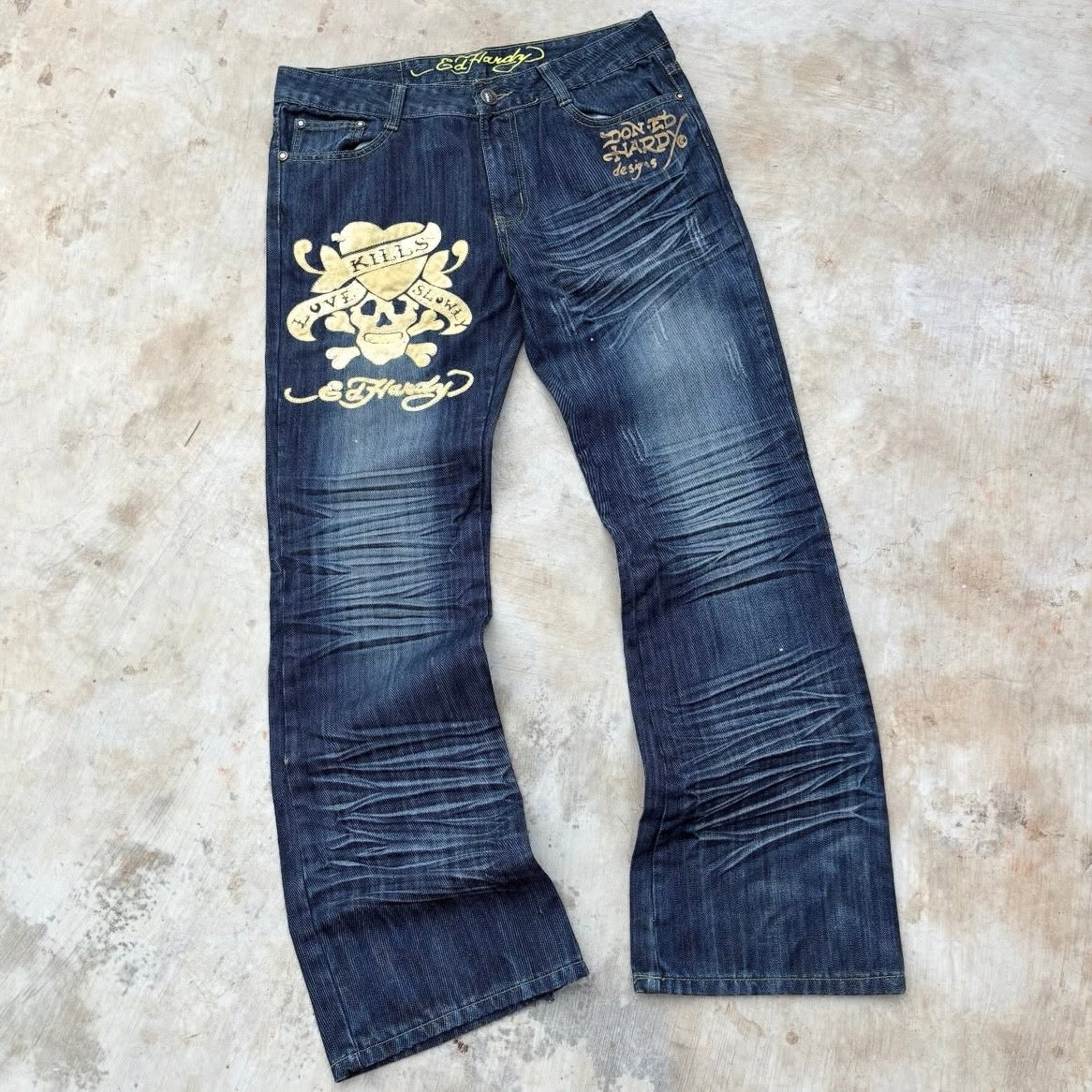 Vintage Edhardy Bootcut Y2K Skull Pant 34