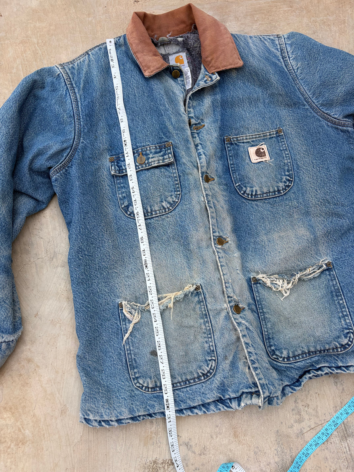 Vintage Carhartt Blanket-Lined Denim Chore Jacket L
