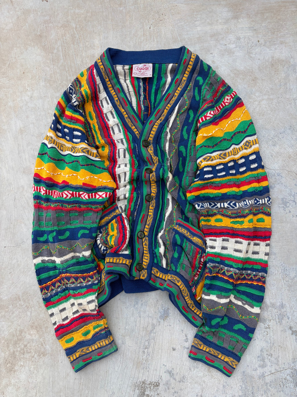 Rare Vintage CUGGI 3D Knit Cardigan M