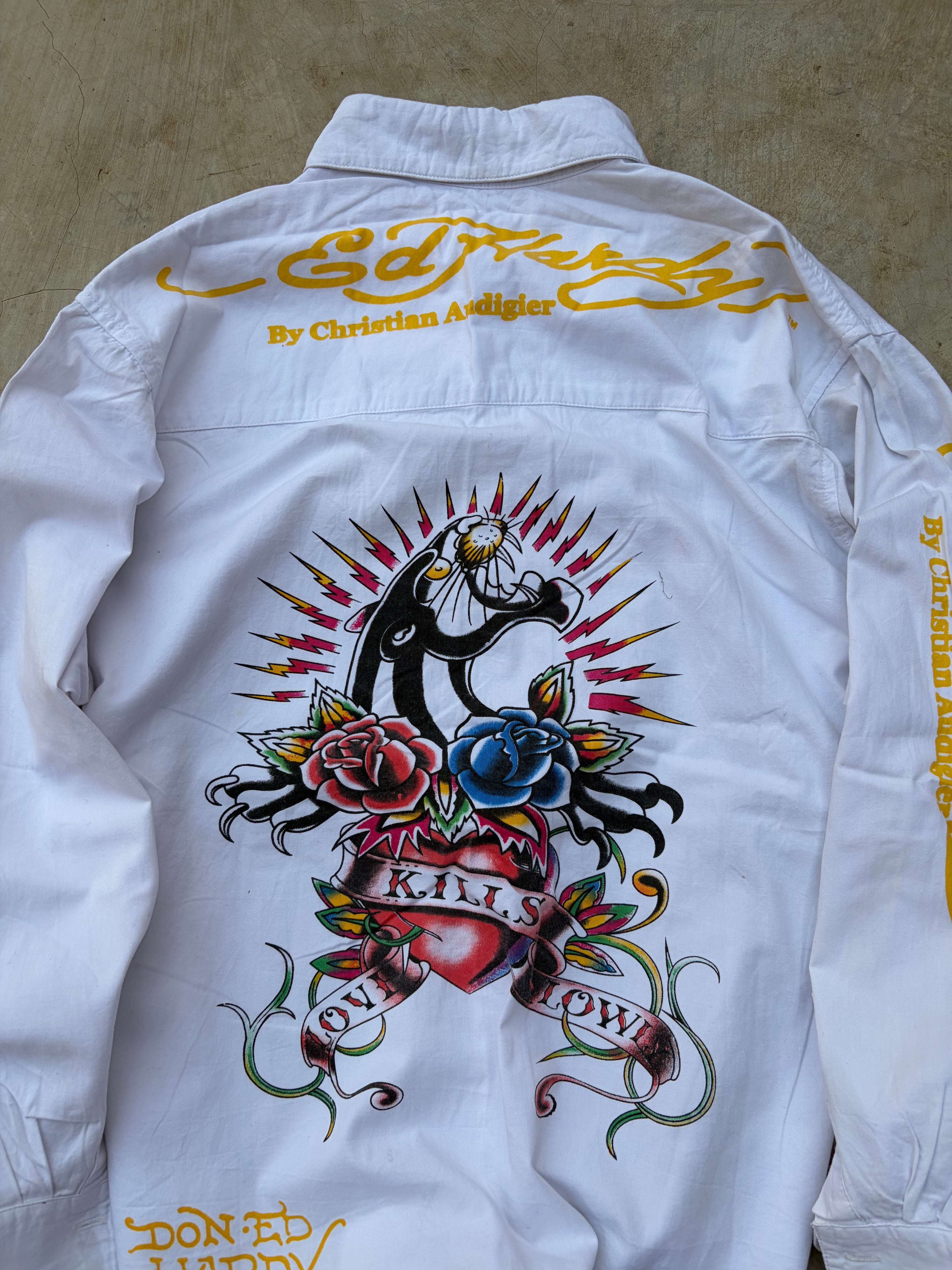 Vintage Ed Hardy Christian Audigier Panther & Heart Shirt L