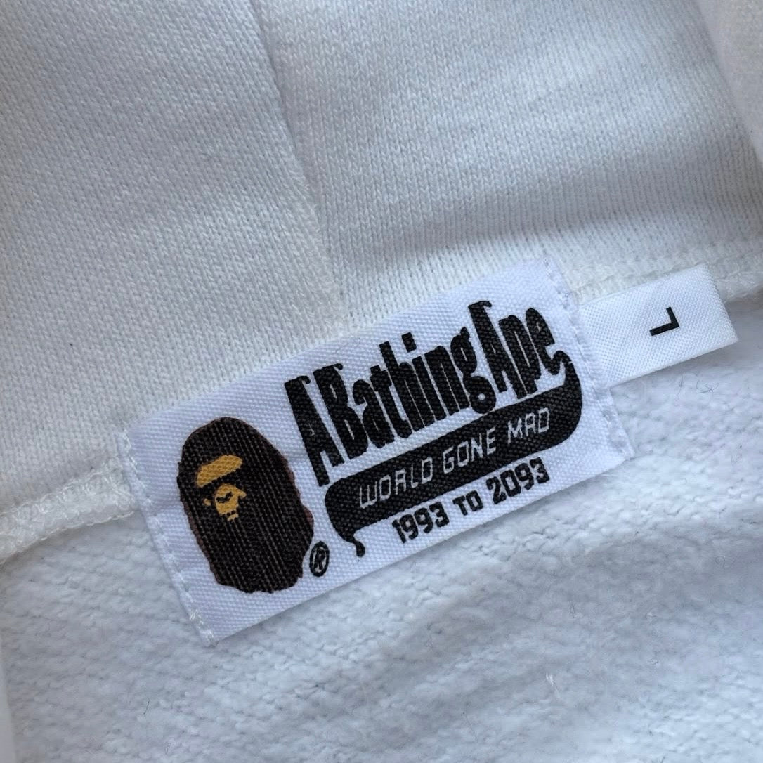 Bape White Camo Shark Zip Up Hoodie (Glow in the Dark) L