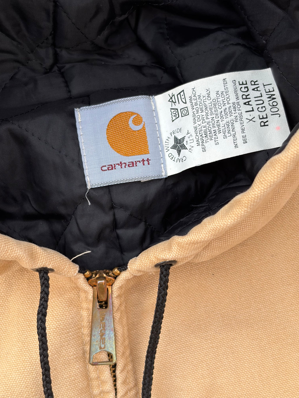 Vintage 90s Carhartt J06 WET Active Jacket Tan 1998 Rare XL