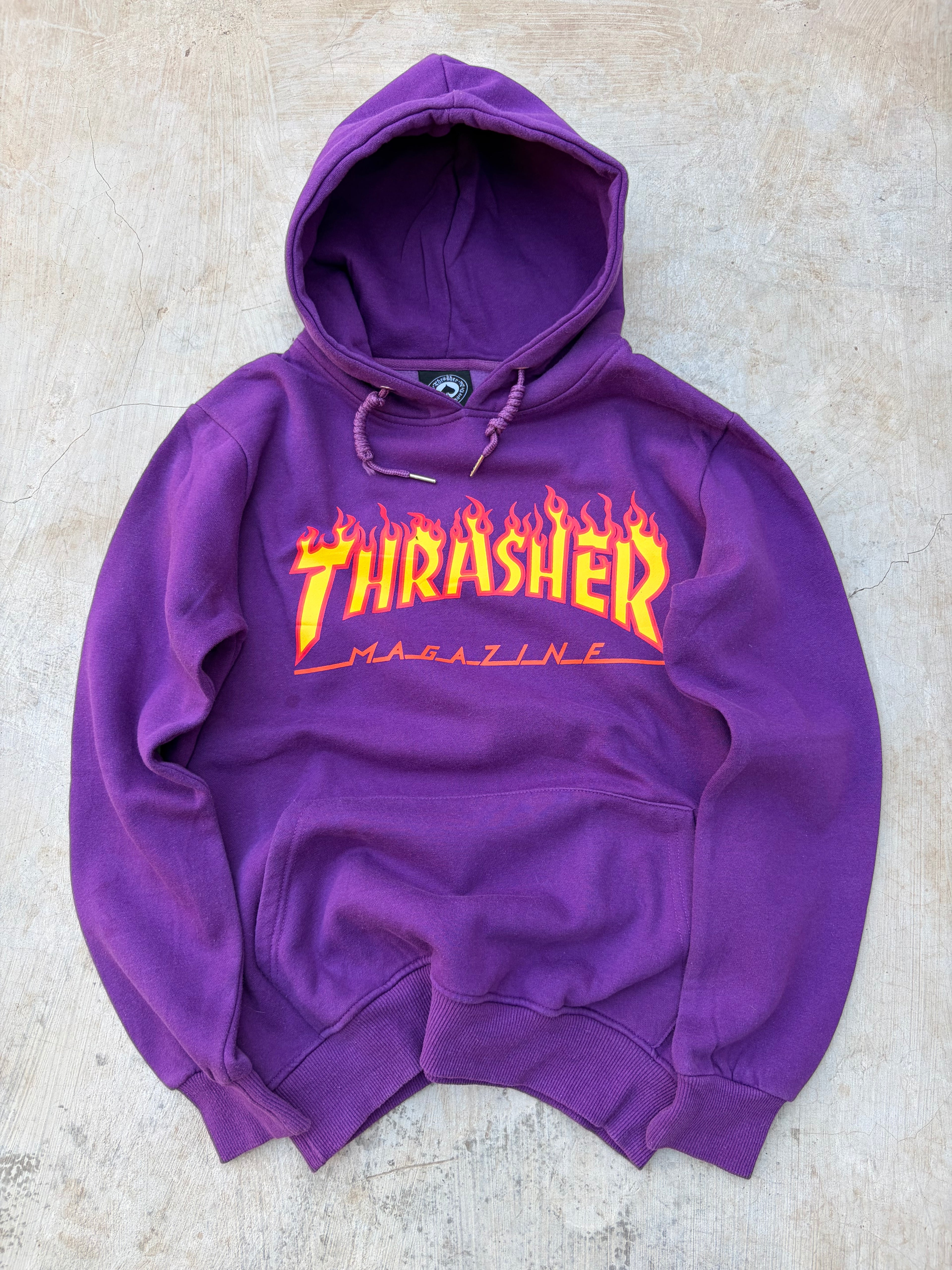 Vintage 00s Thrasher Flame Logo Hoodie (Purple) L