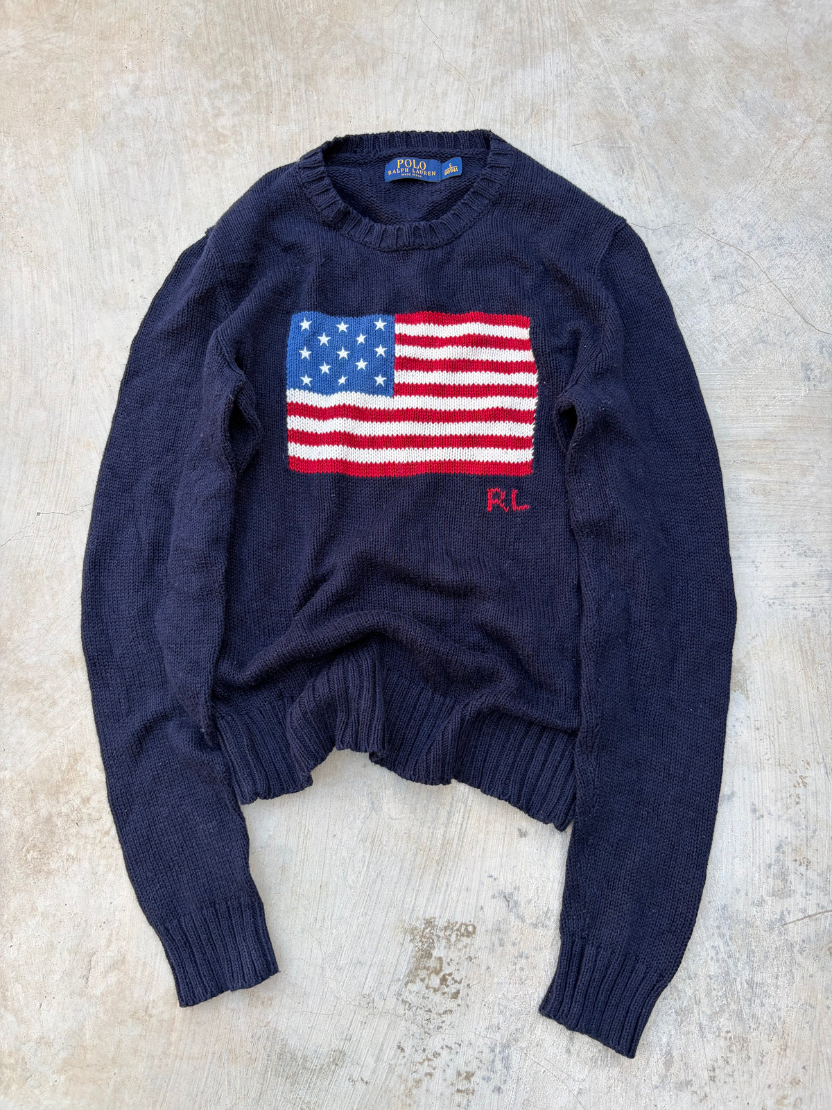Vintage Polo Ralph Lauren American Flag Sweater – Made in USA M