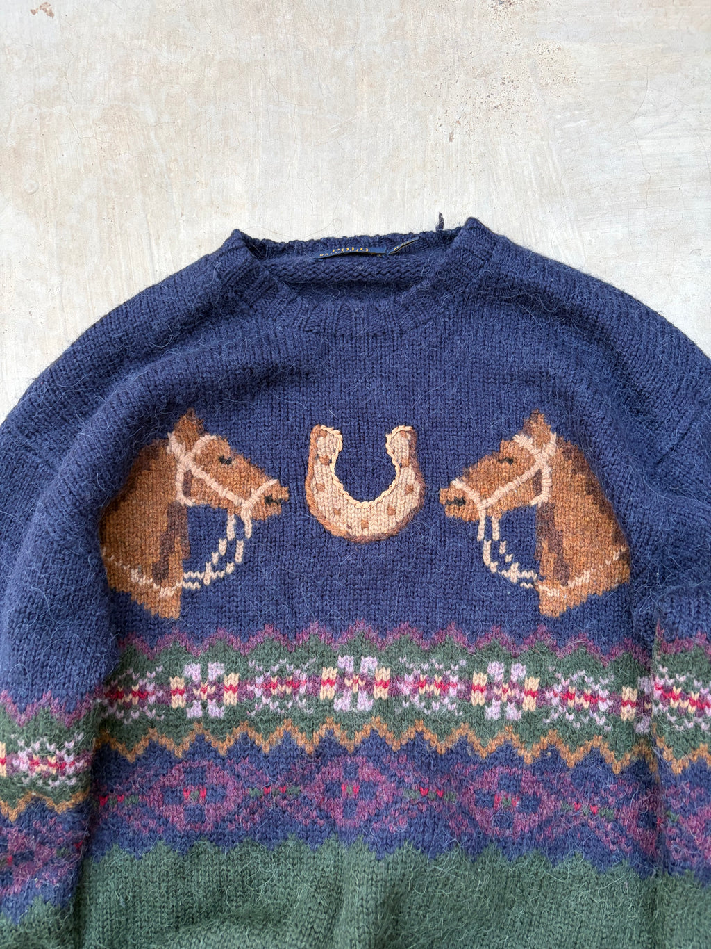 Vintage Polo Ralph Lauren Equestrian Sweater – Horse & Horseshoe Knit S/M