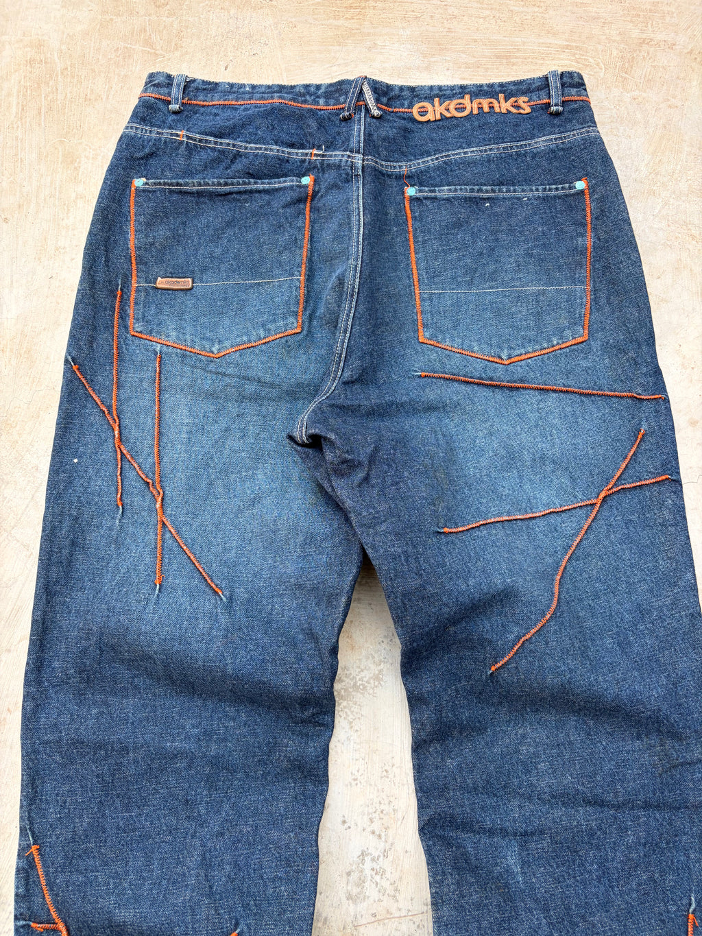 Vintage 00s Akademiks Y2K Orange Stiching Jeans
