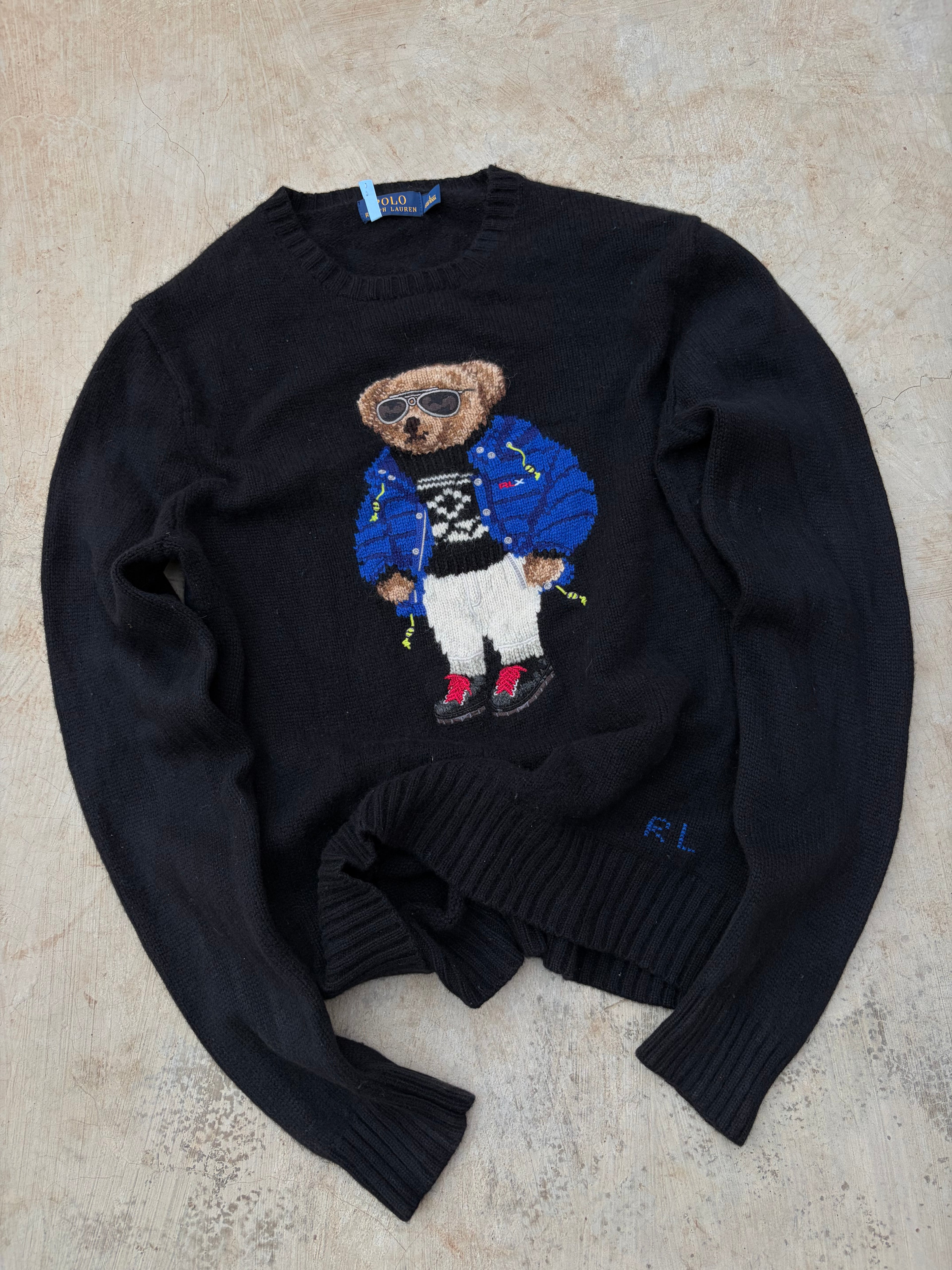 Vintage 00s Polo Ralph Lauren Ski-Bear Knit Sweater L