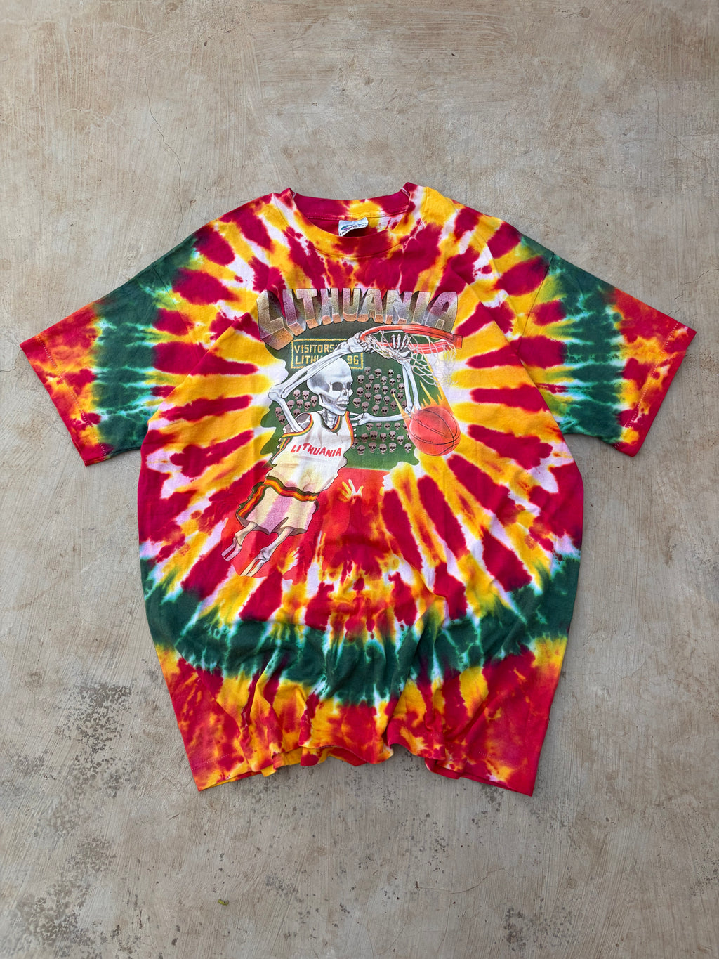 Vintage 1992 Lithuania Olympic Basketball Grateful Dead Tie-Dye Tshirt XL
