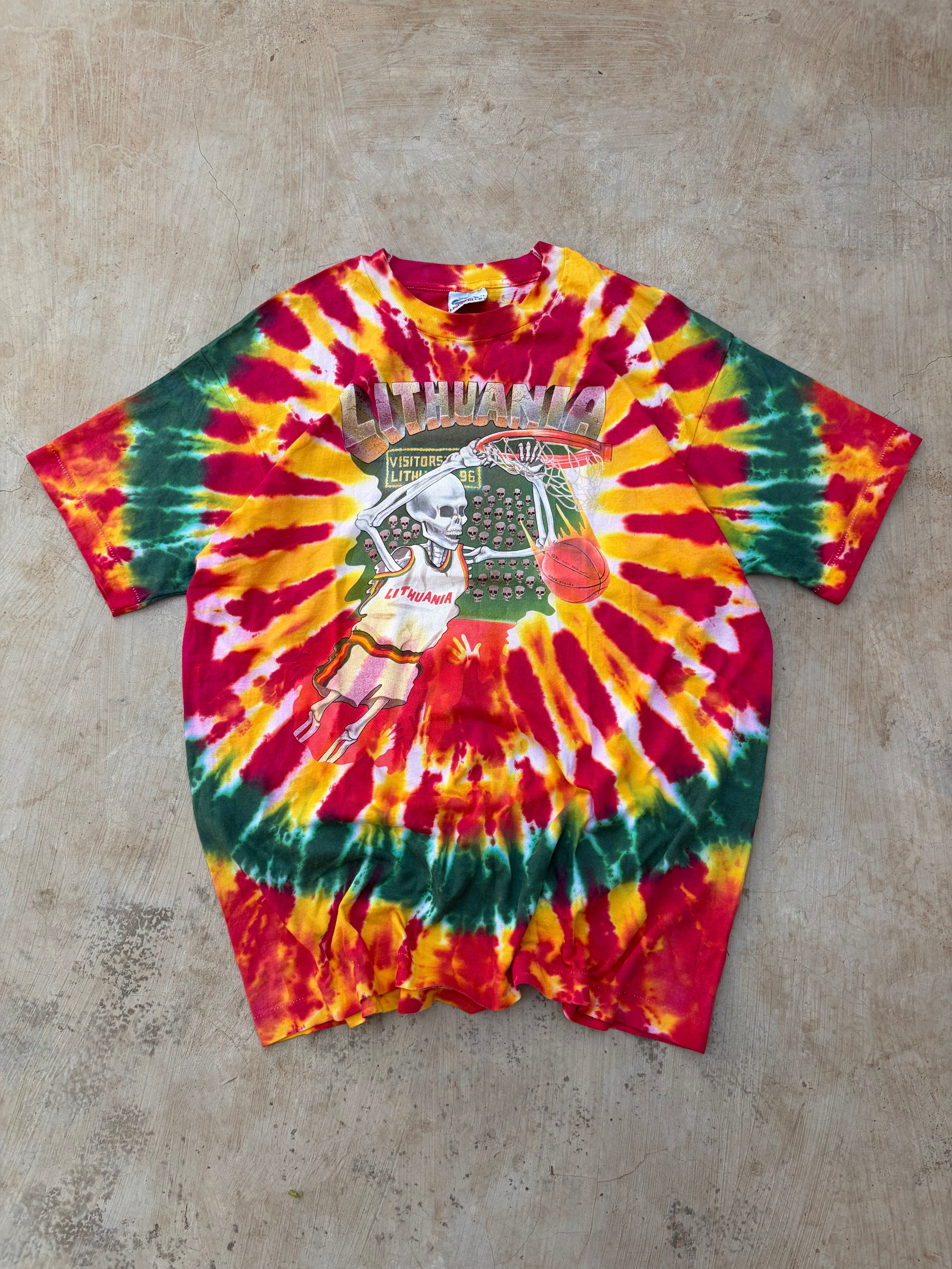 Vintage 1992 Lithuania Olympic Basketball Grateful Dead Tie-Dye Tshirt XL