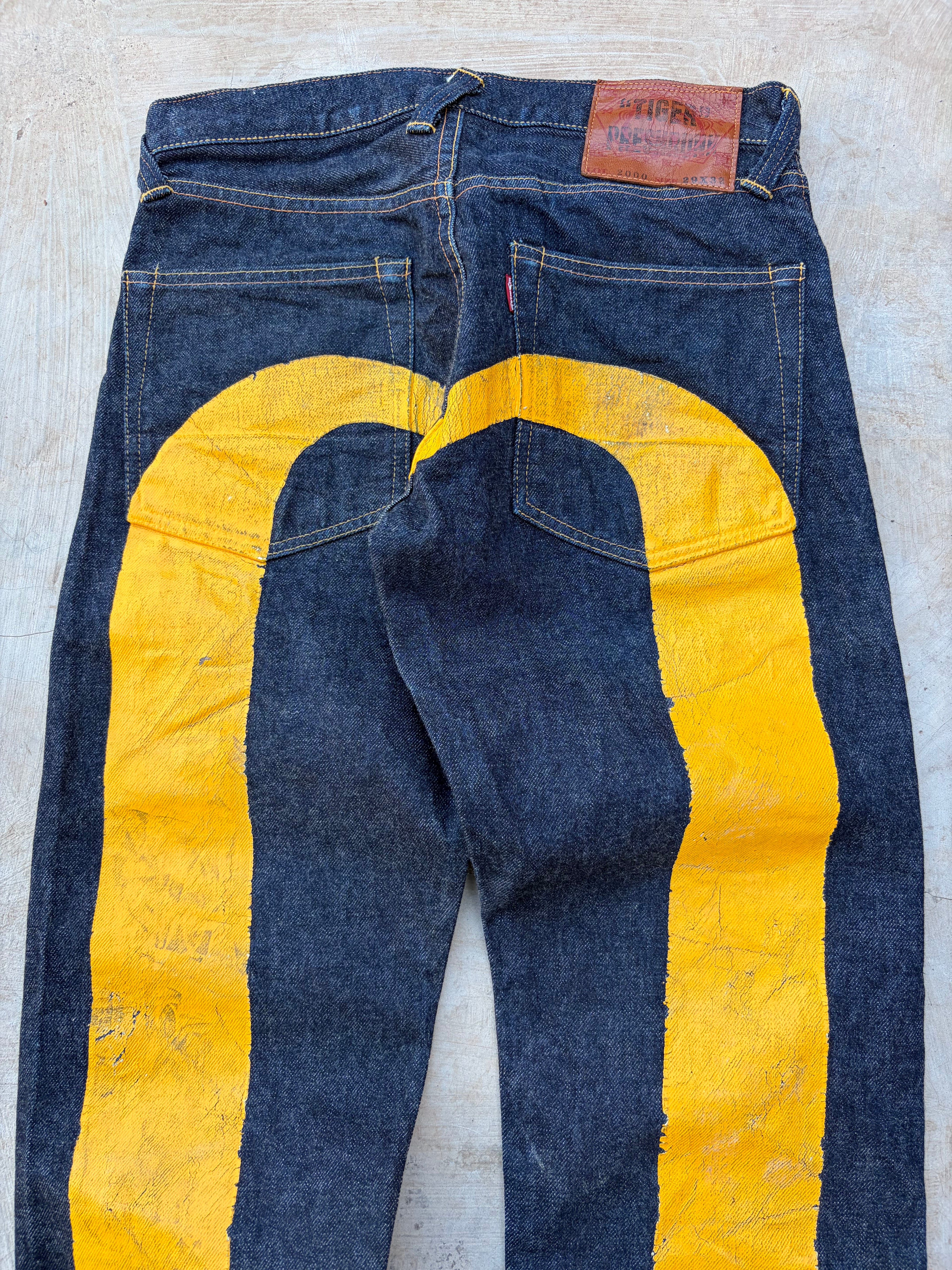 Vintage 00s Evisu Selvedge Denim Jeans Yellow Diacock 30