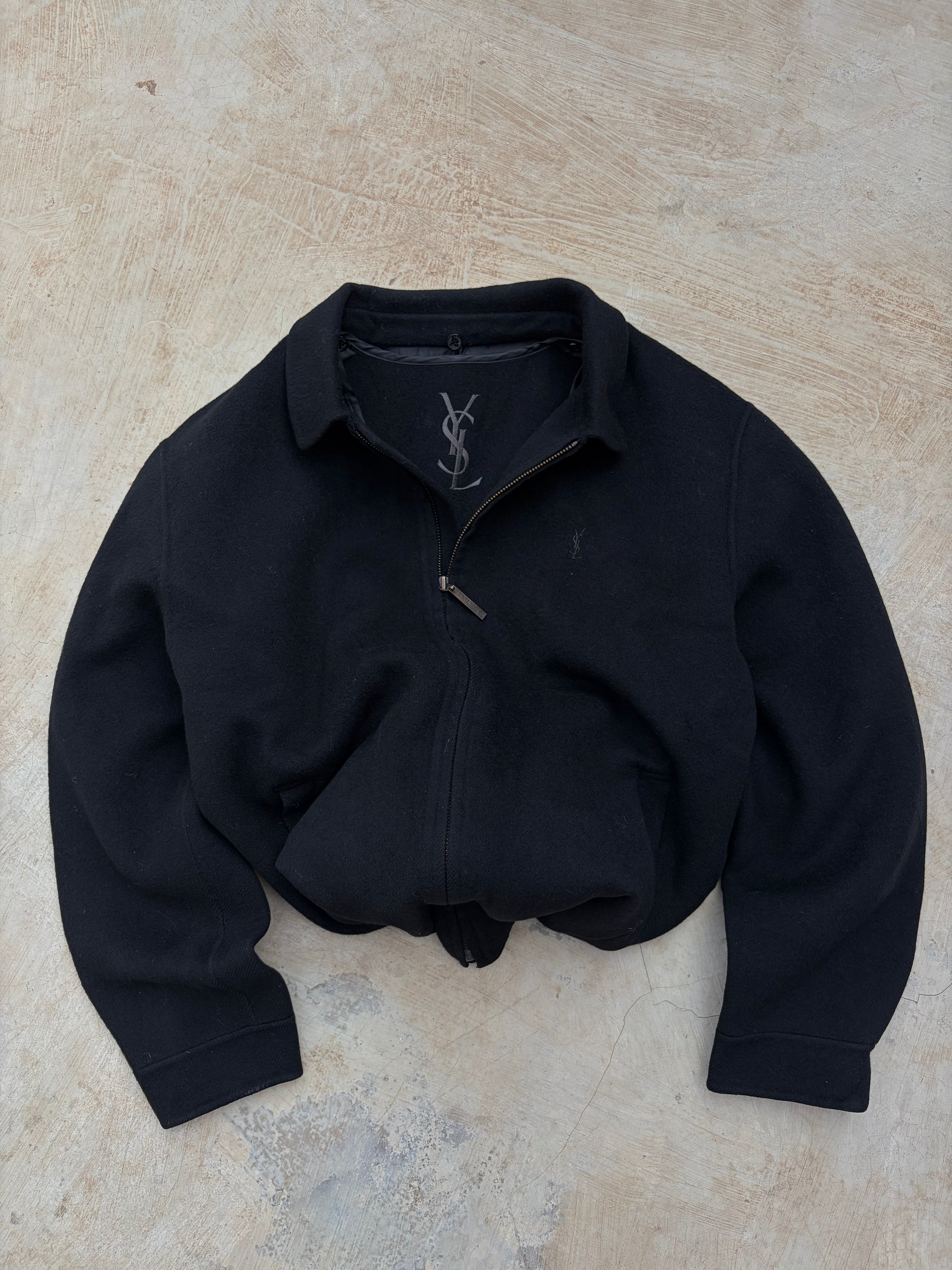 Vintage 00s YSL Yves Saint Lauren Woolen Zip Jacket L