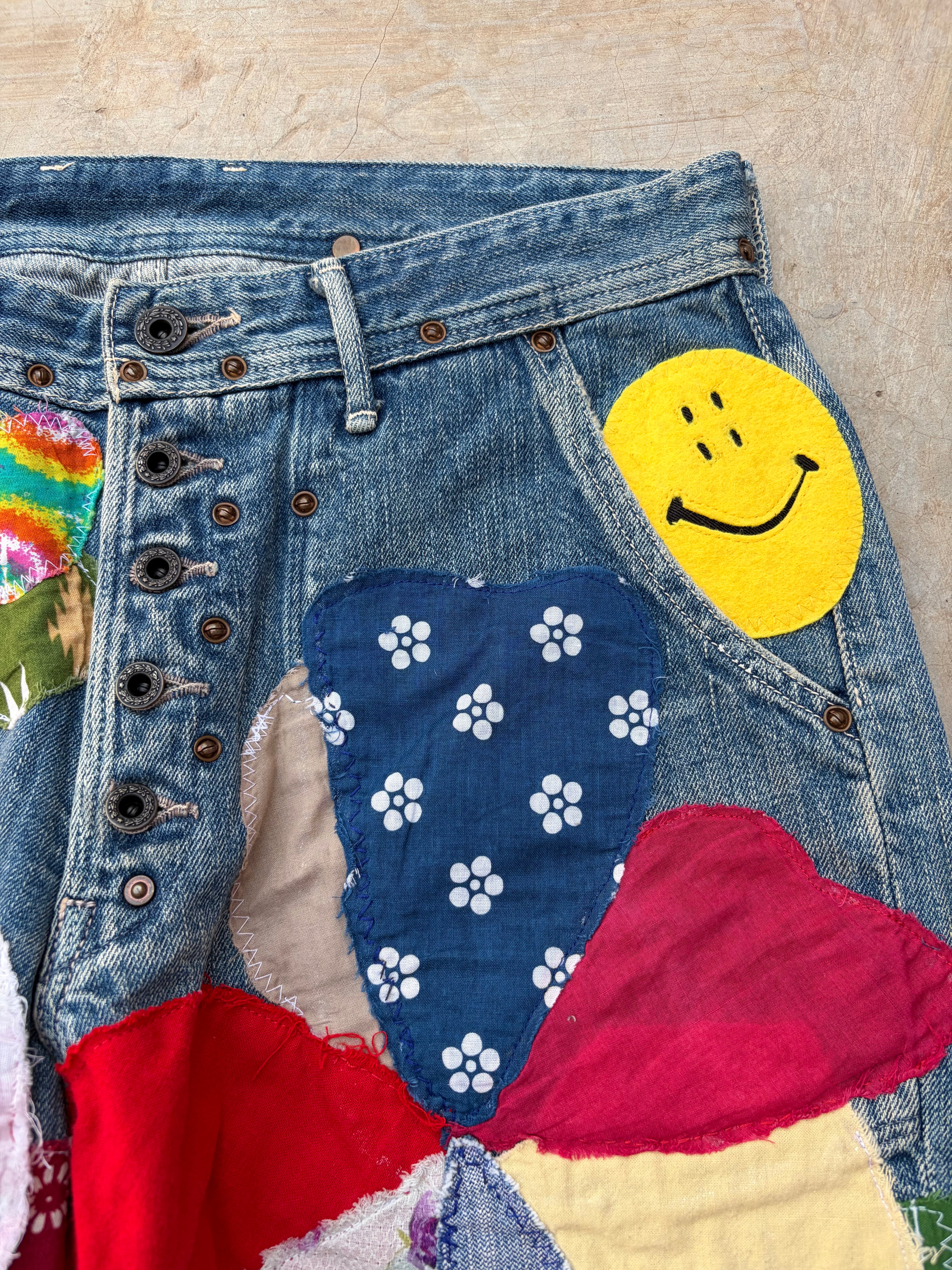 Archive 00s Kapital Kiro Hirata Patchwork Boro Flared Denim Jeans 32