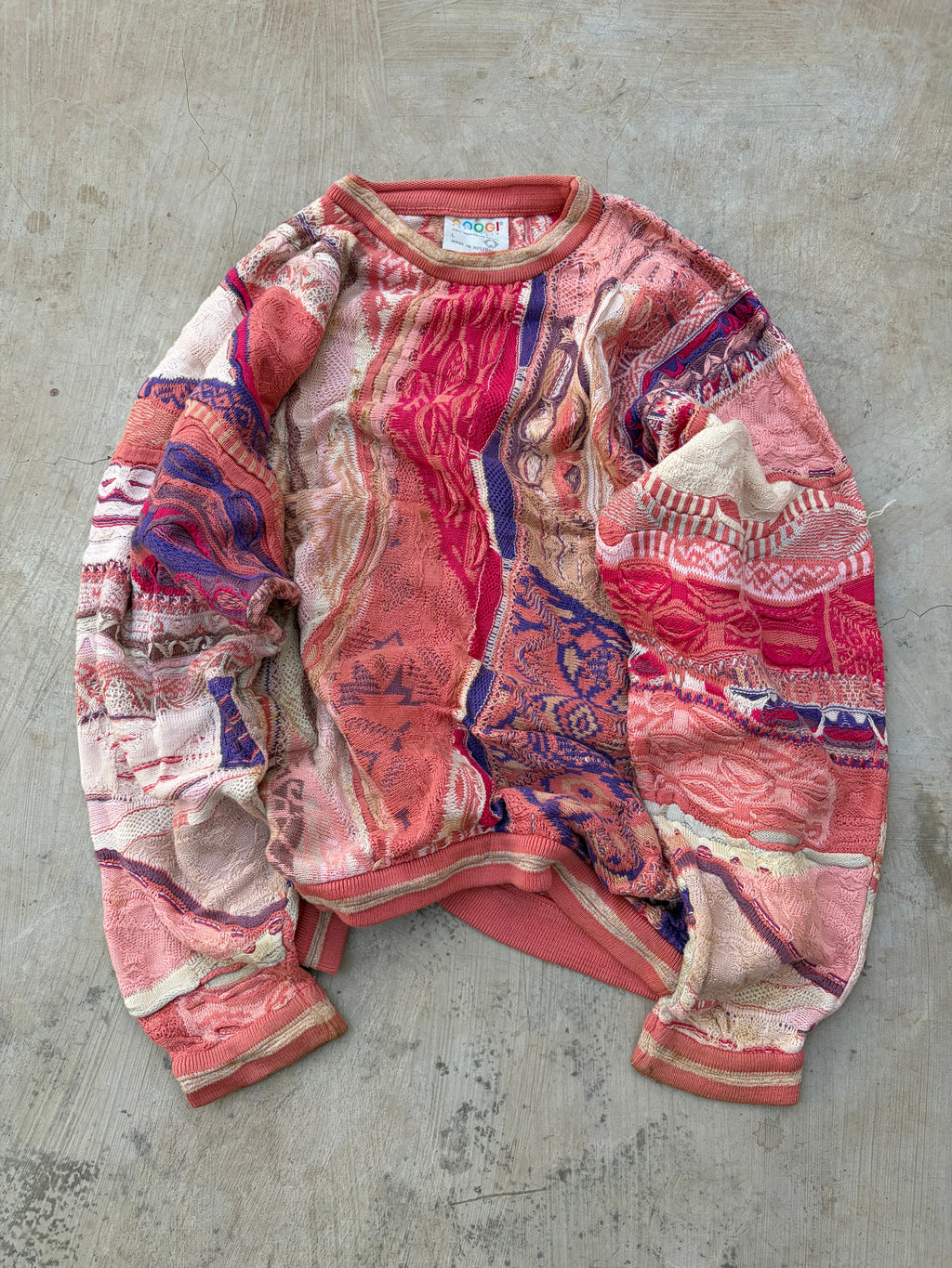 Vintage 90s COOGI Australia 3D Textured Knit Sweater L