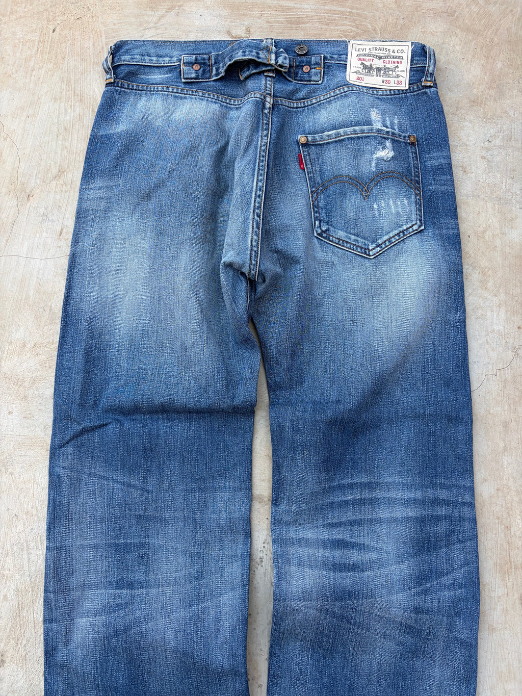 Vintage Levi’s 201 Denim Jeans Buckle Belt Straight Fit 30